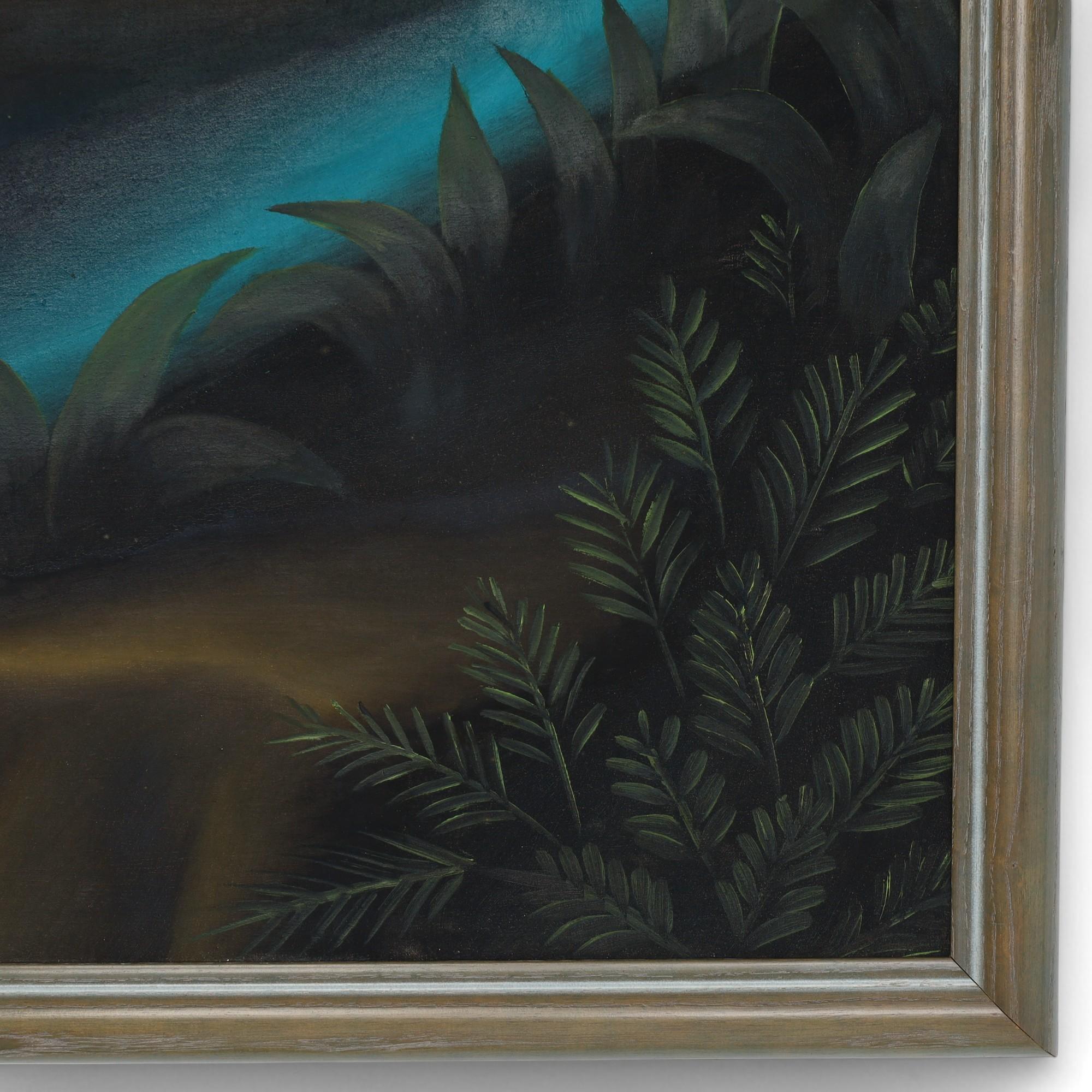 Coppia di dipinti vintage di Roland Blain raffiguranti animali in una giungla ad Haiti in vendita 7