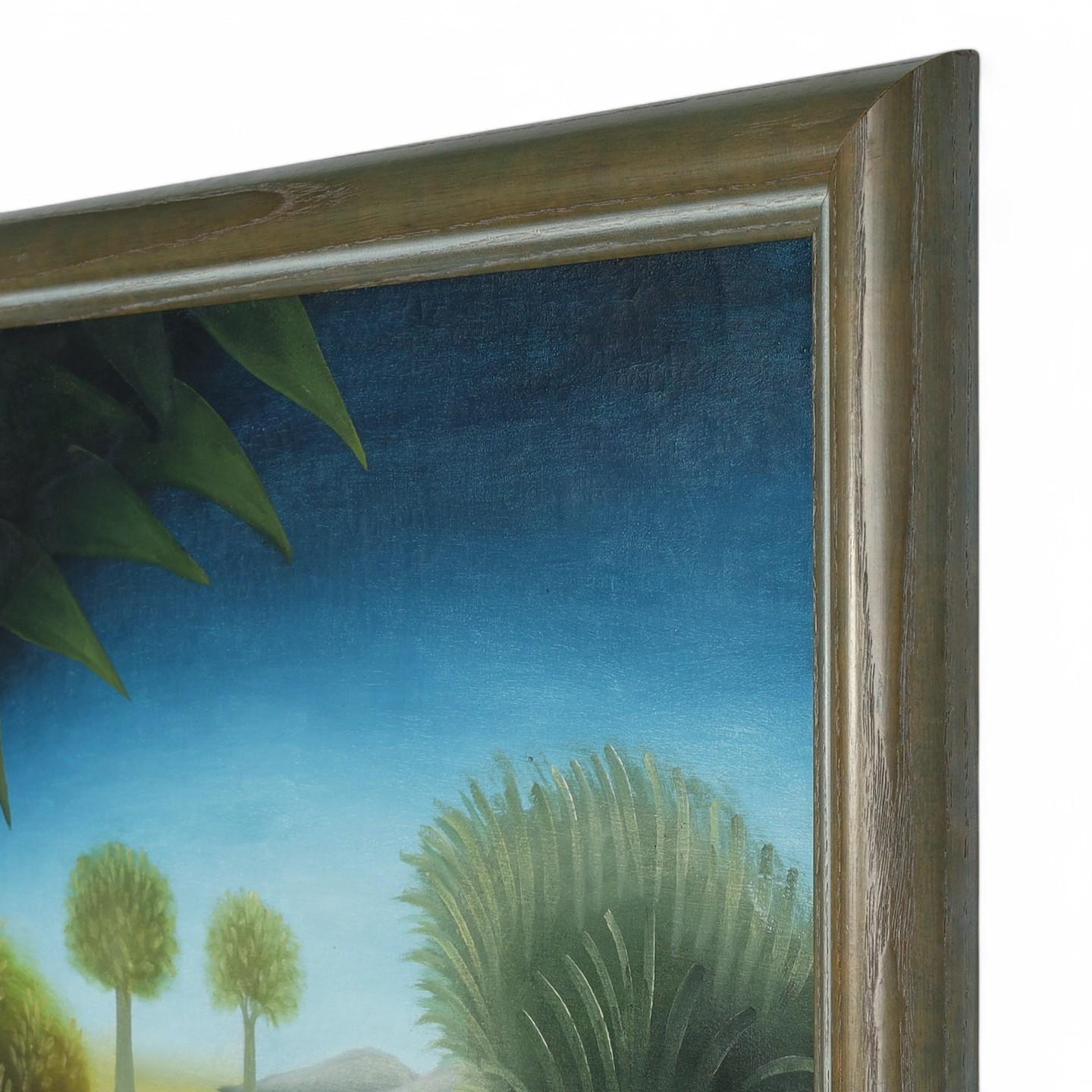 Pittura Coppia di dipinti vintage di Roland Blain raffiguranti animali in una giungla ad Haiti in vendita