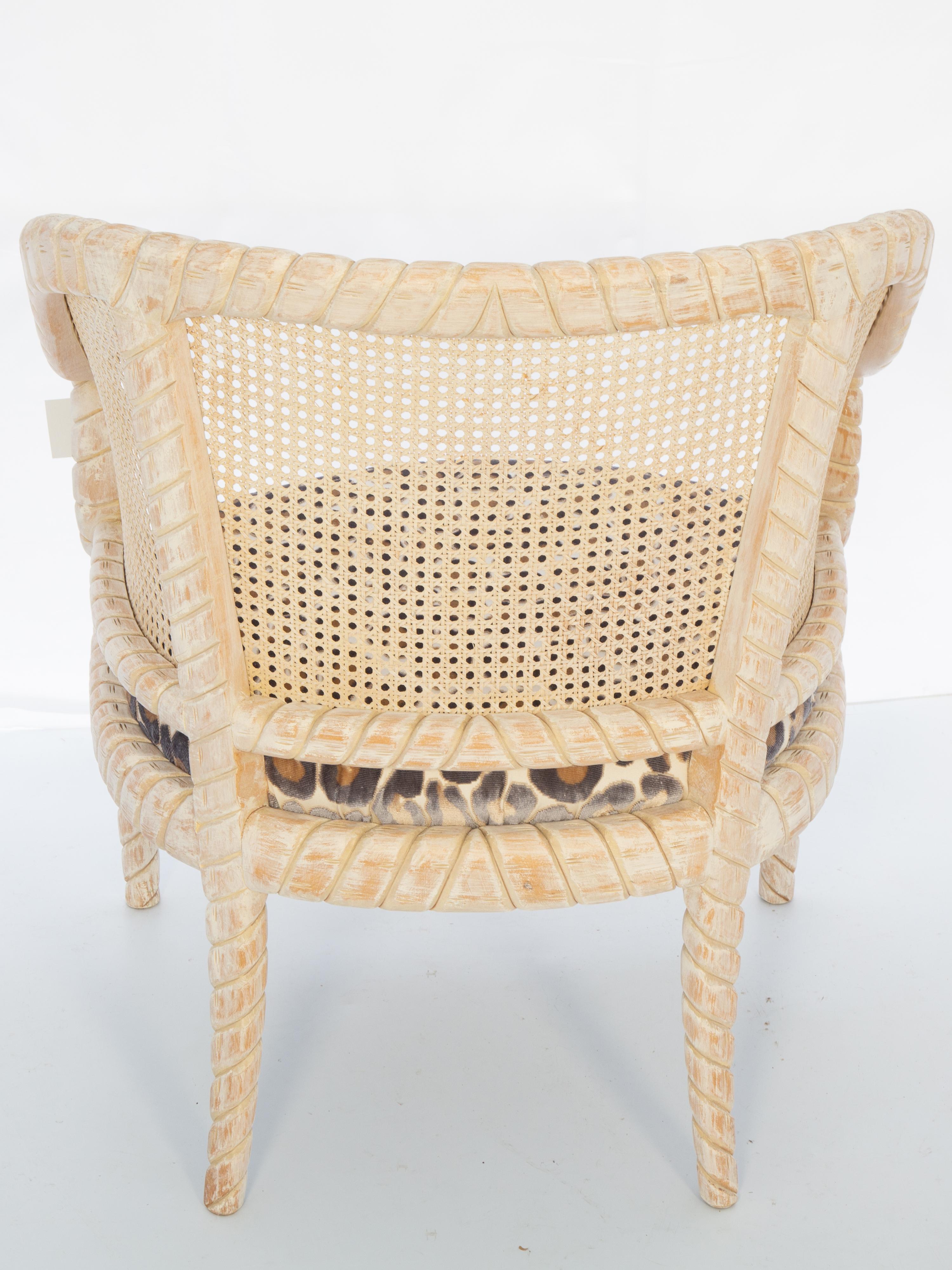 Pair of Vintage Hand-Carved and Caned Italian Barrel Chairs 5