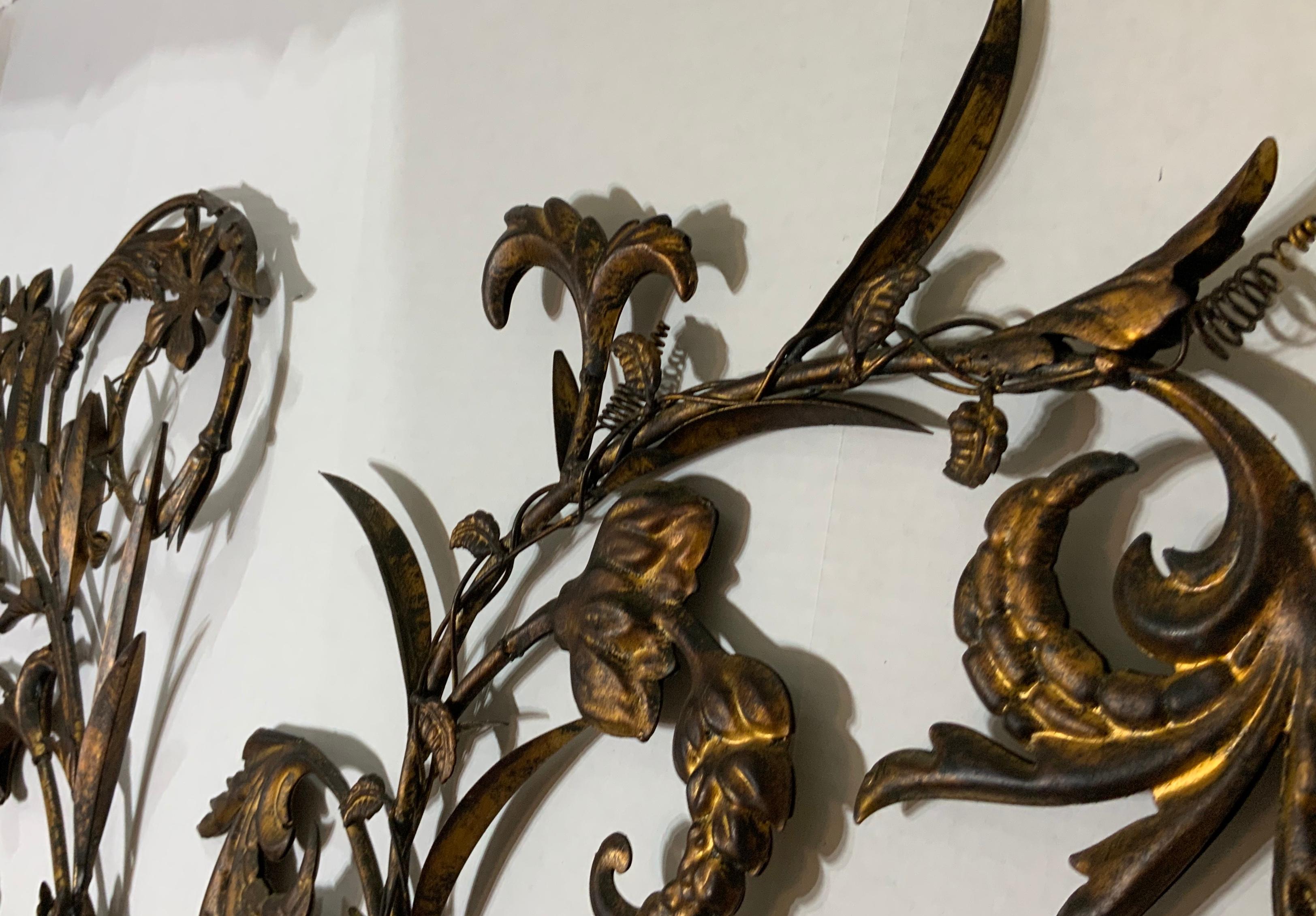 Pair of Vintage Handcrafted Metal Wall Hanging at 1stDibs | metal wall art