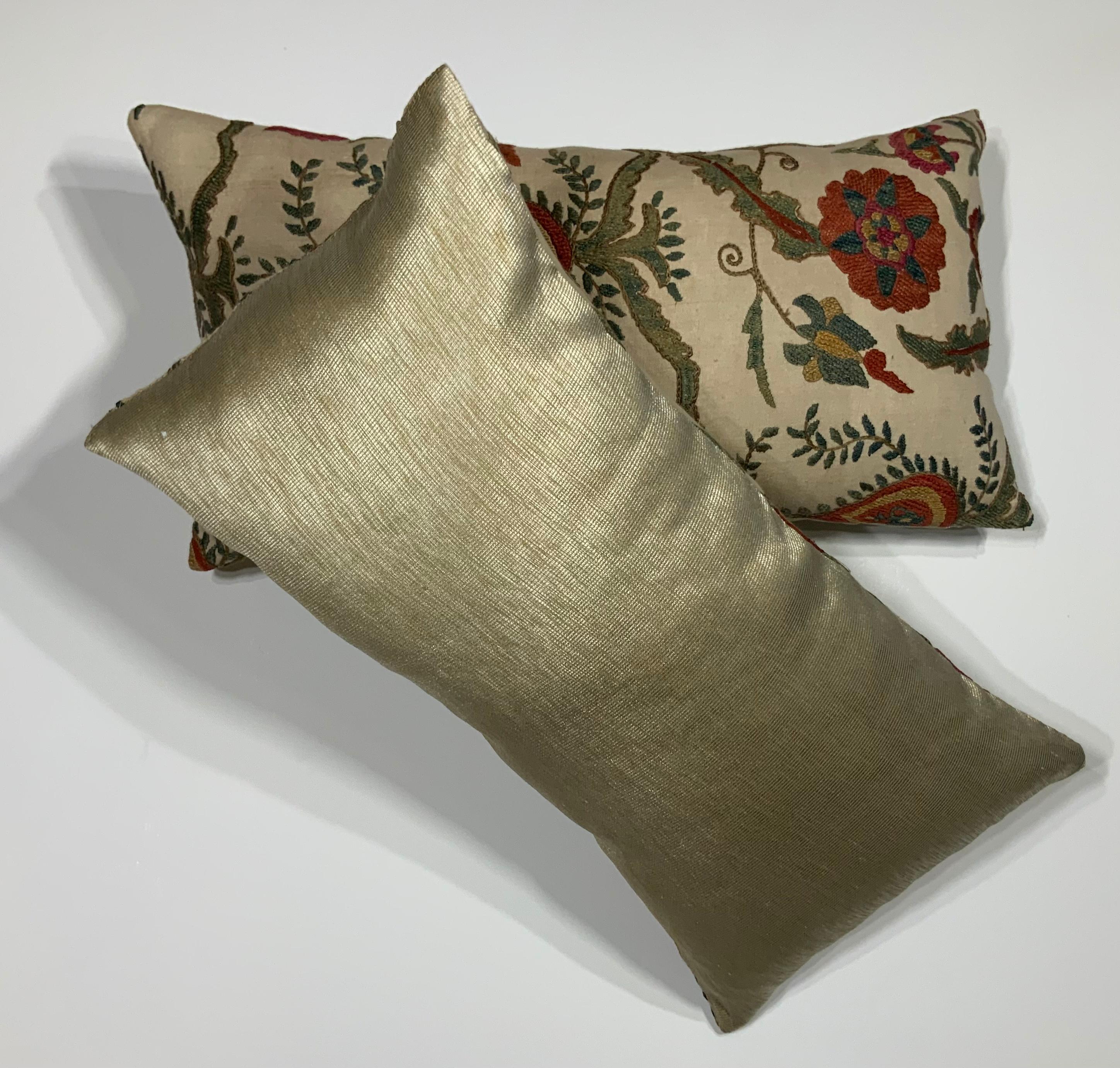Pair of Vintage Hand Embroidery Suzani Pillows 5