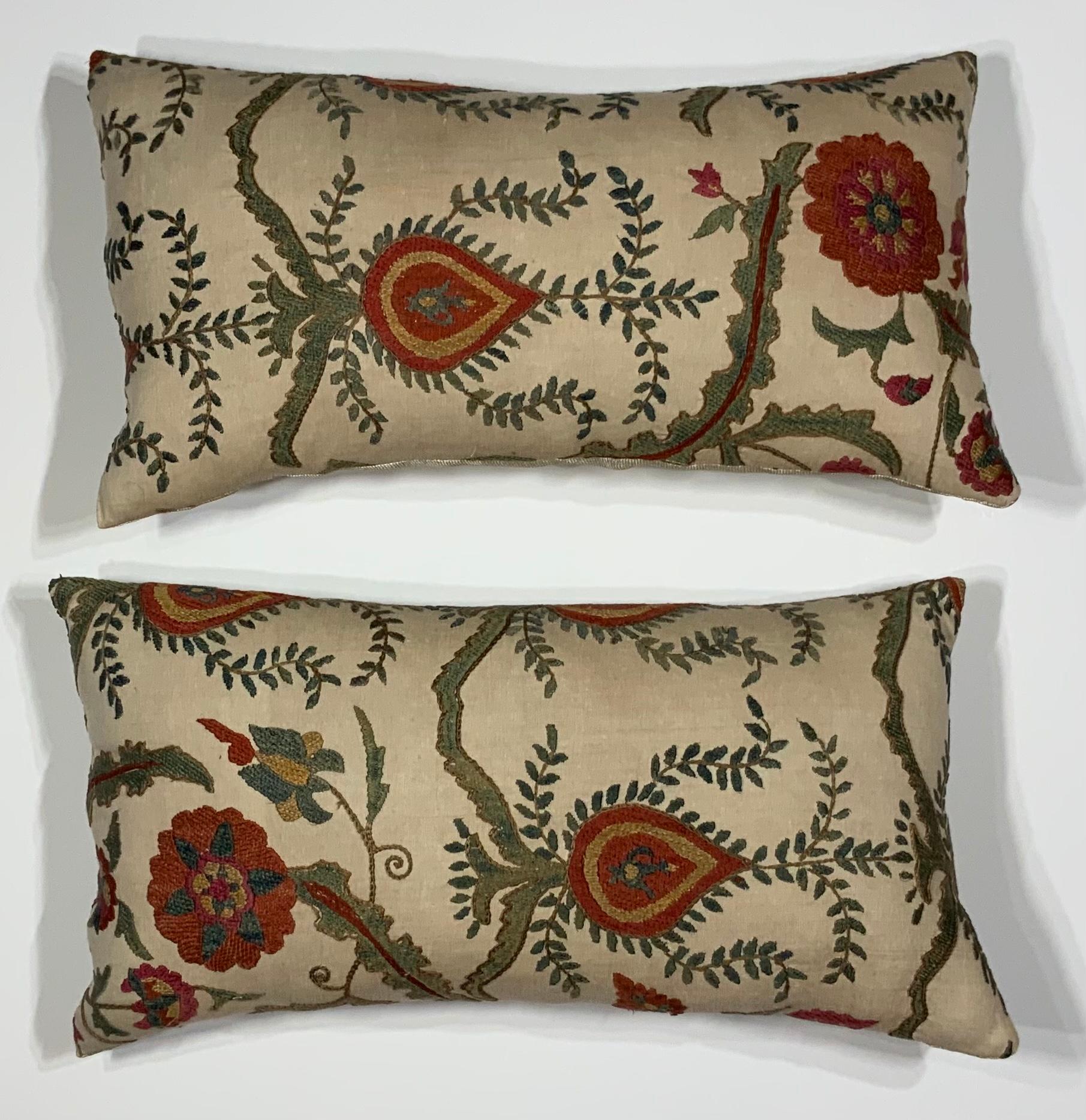 Uzbek Pair of Vintage Hand Embroidery Suzani Pillows