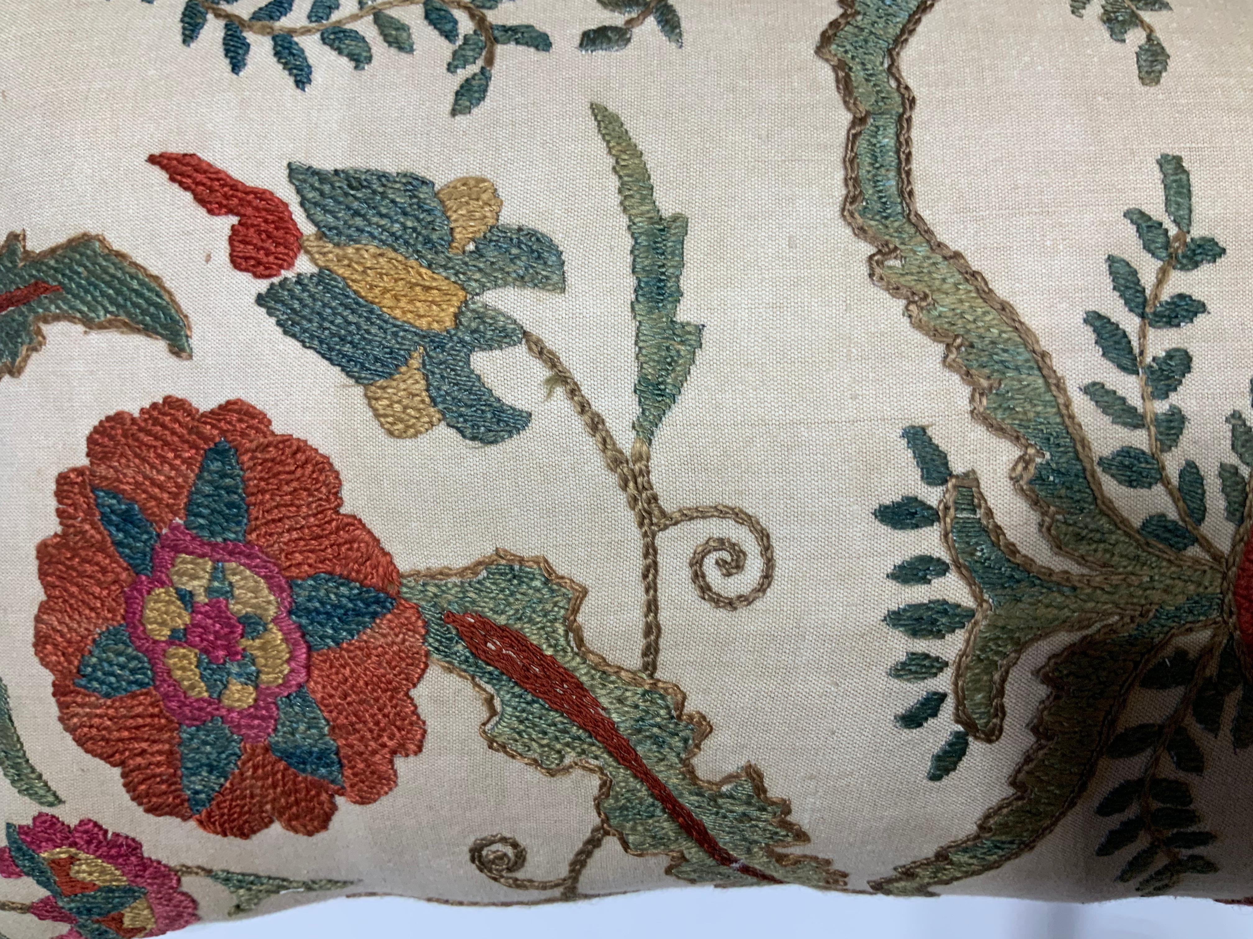 Cotton Pair of Vintage Hand Embroidery Suzani Pillows