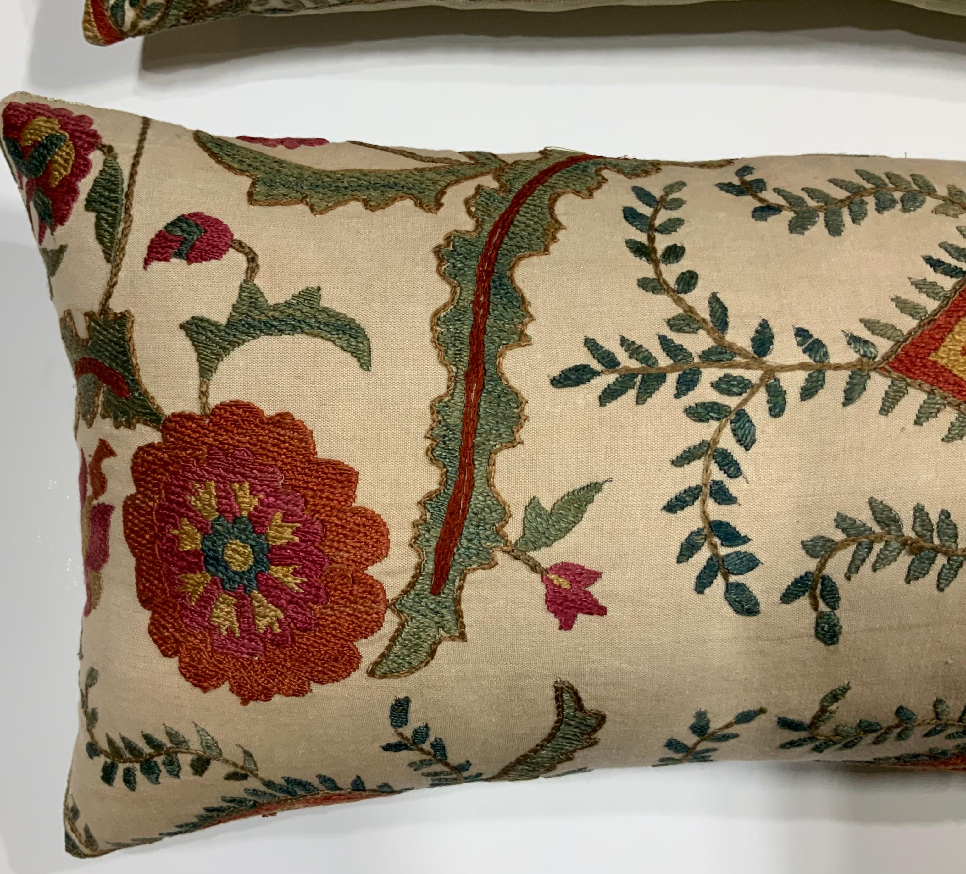 Pair of Vintage Hand Embroidery Suzani Pillows 3