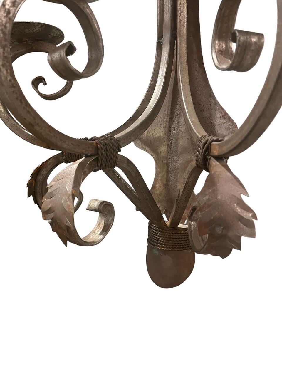 Hand-Crafted Pair of Vintage Hand-Made Wrought Iron Sconces For Sale