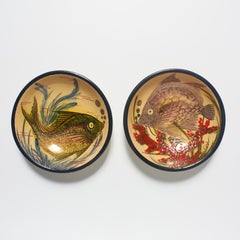 Pair of Vintage Hand-Painted Ceramic Plates by Catalan Artist Diaz Costa