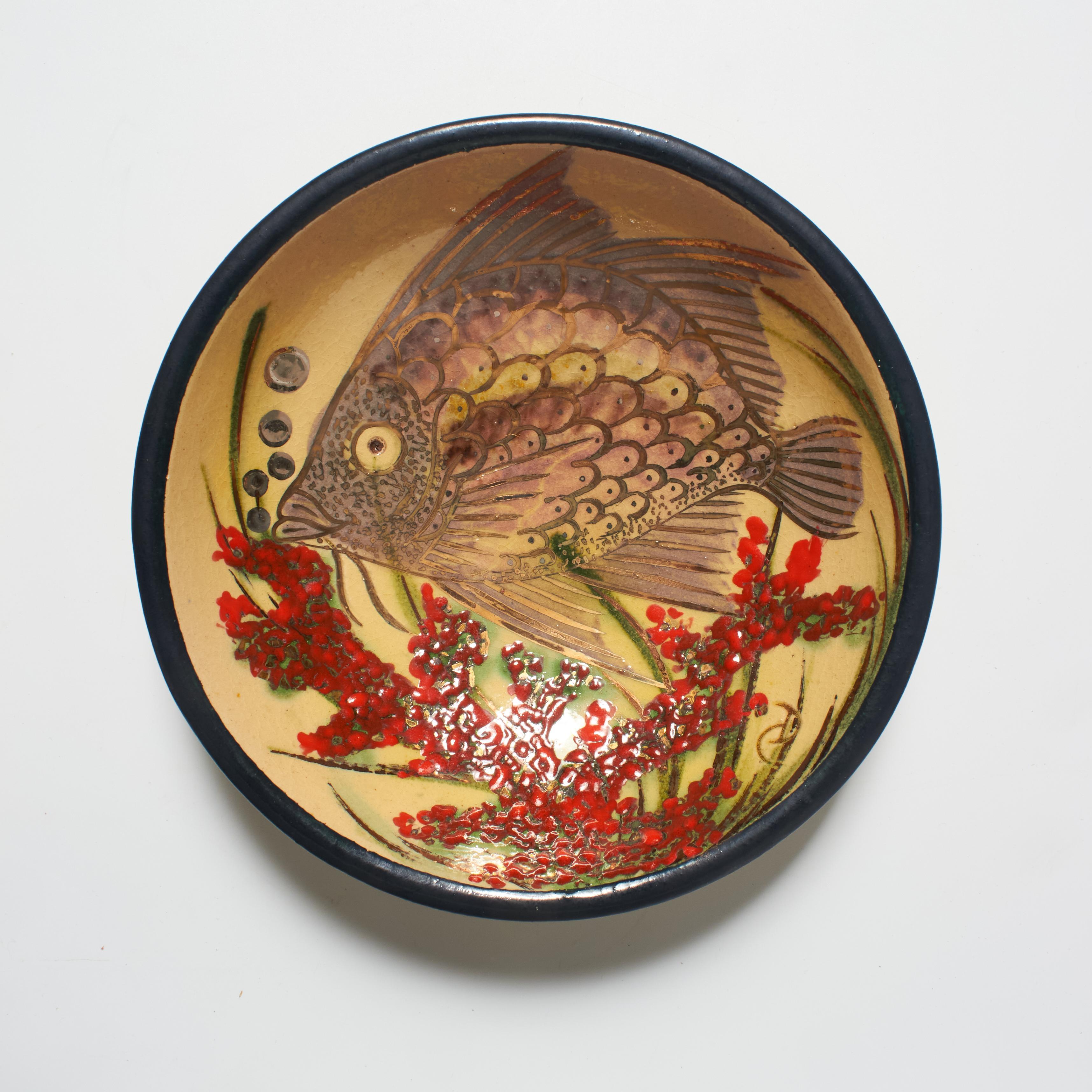 Pair of Vintage Hand-Painted Ceramic Plates by Catalan Artist Diaz Costa In Good Condition For Sale In Barcelona, ES