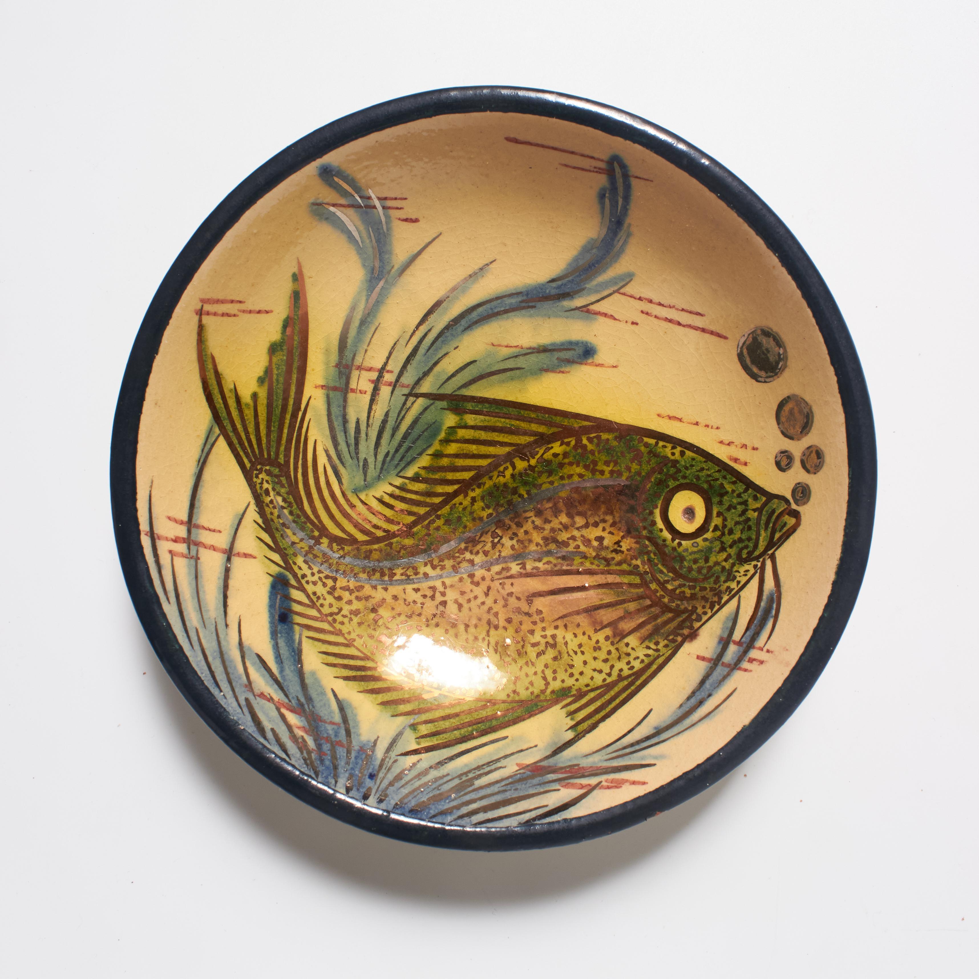 Mid-20th Century Pair of Vintage Hand-Painted Ceramic Plates by Catalan Artist Diaz Costa For Sale