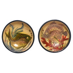 Pair of Vintage Hand-Painted Ceramic Plates by Catalan Artist Diaz Costa