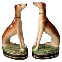 Pair of Vintage Hand Painted Fitz and Floyd Whippet Dog Figurines