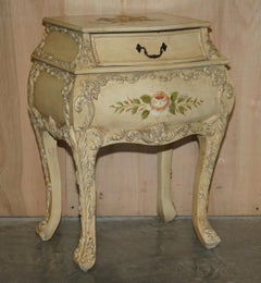 Pair of Vintage Hand Painted French Bombe Bedside / Side End Table Size Chests