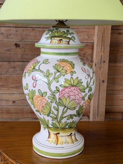 Pair of Vintage Hand-Painted Italian Glazed Pottery Table Lamps