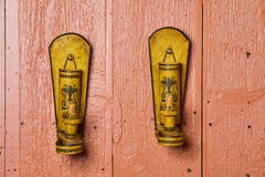 Pair of Vintage Hand-Painted Italian Toleware Sconces