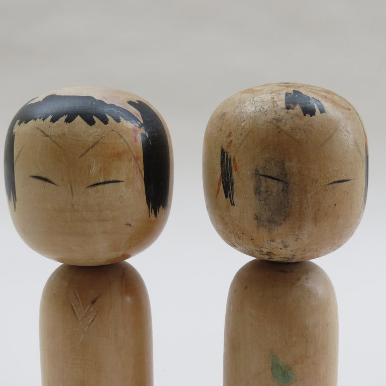 Pair of Vintage Hand Painted Japanese Kokeshi Dolls 1950s at 1stDibs