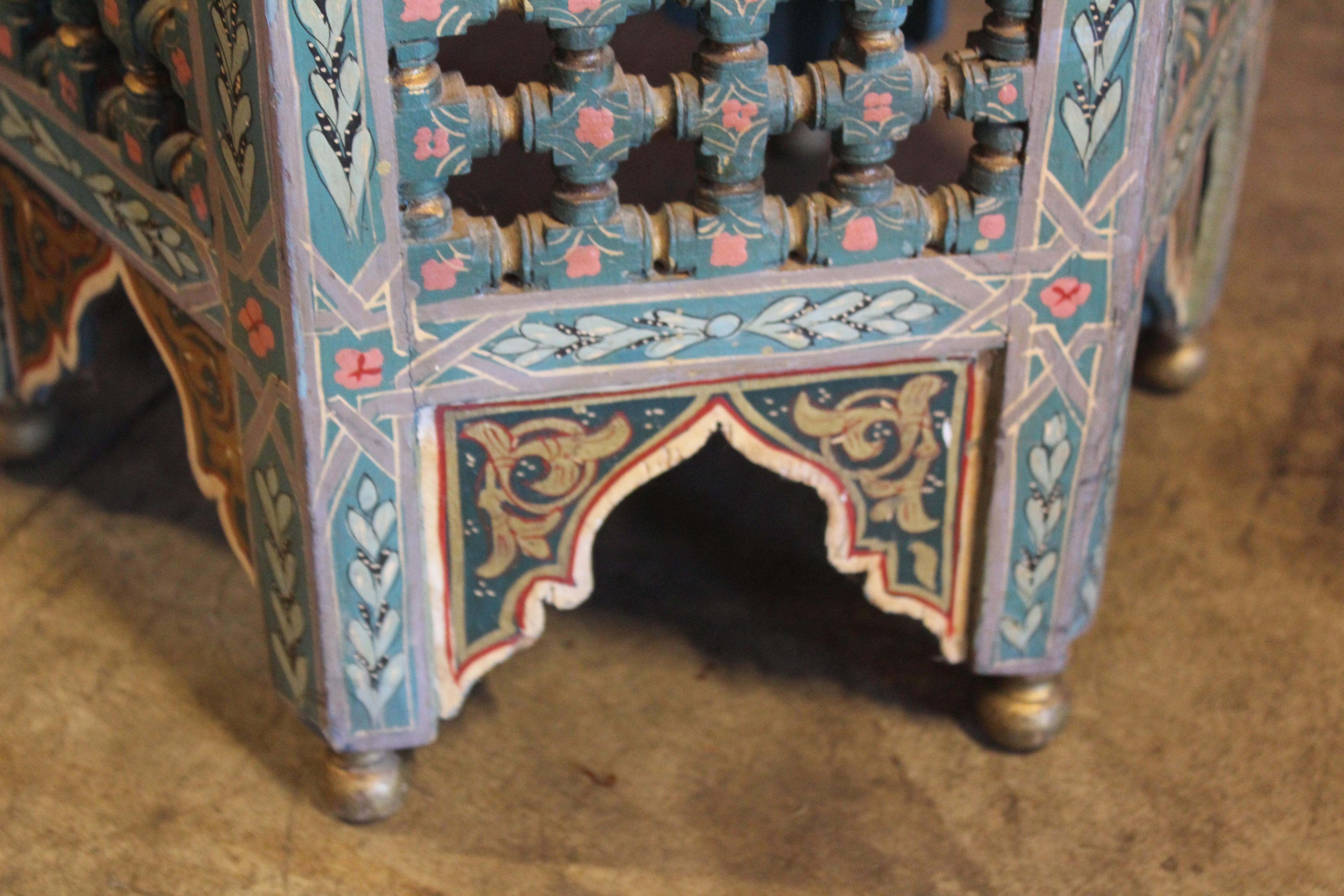 Pair of Vintage Hand-Painted Moroccan Side Tables 13