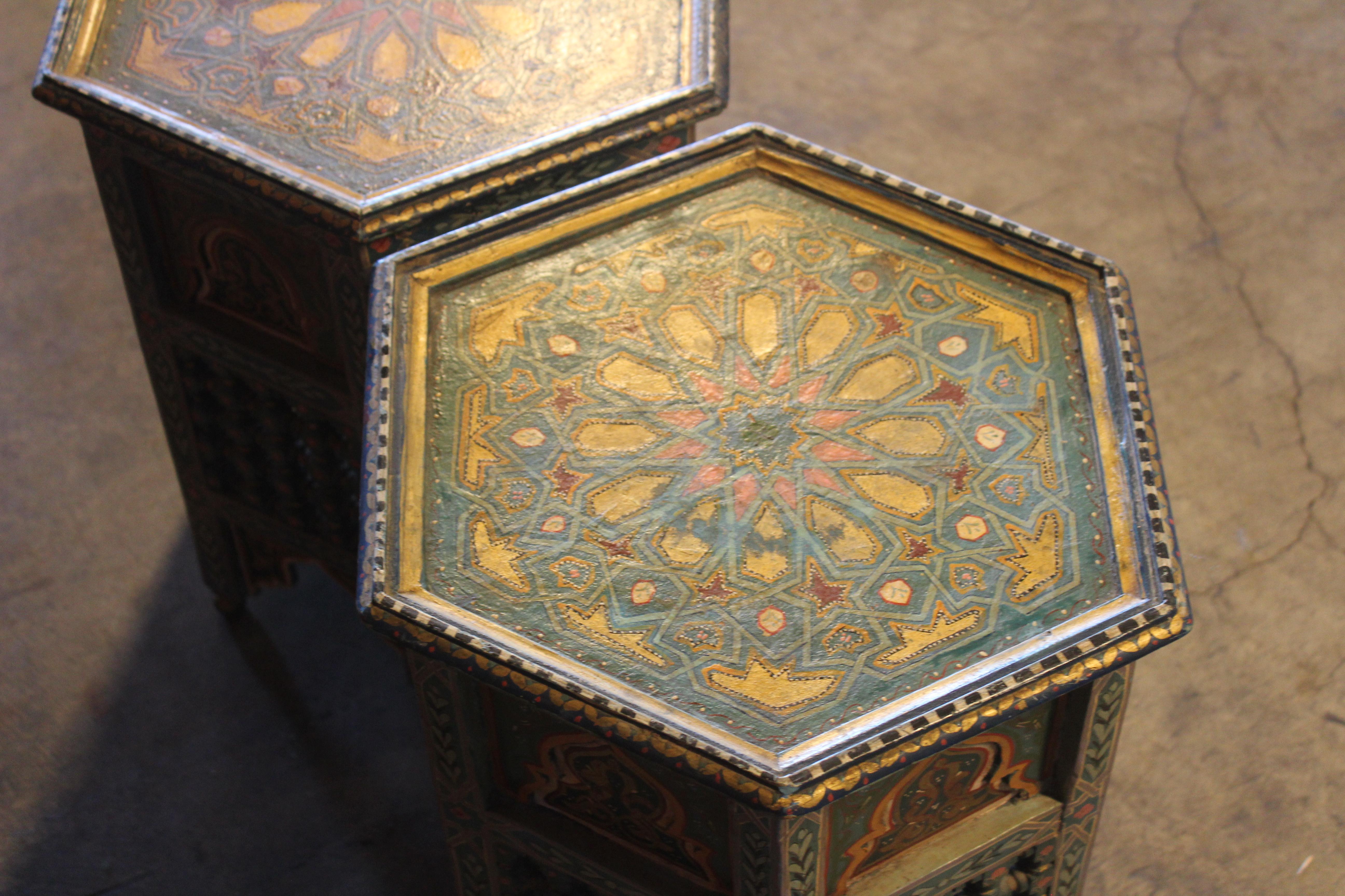 Pair of Vintage Hand-Painted Moroccan Side Tables 14