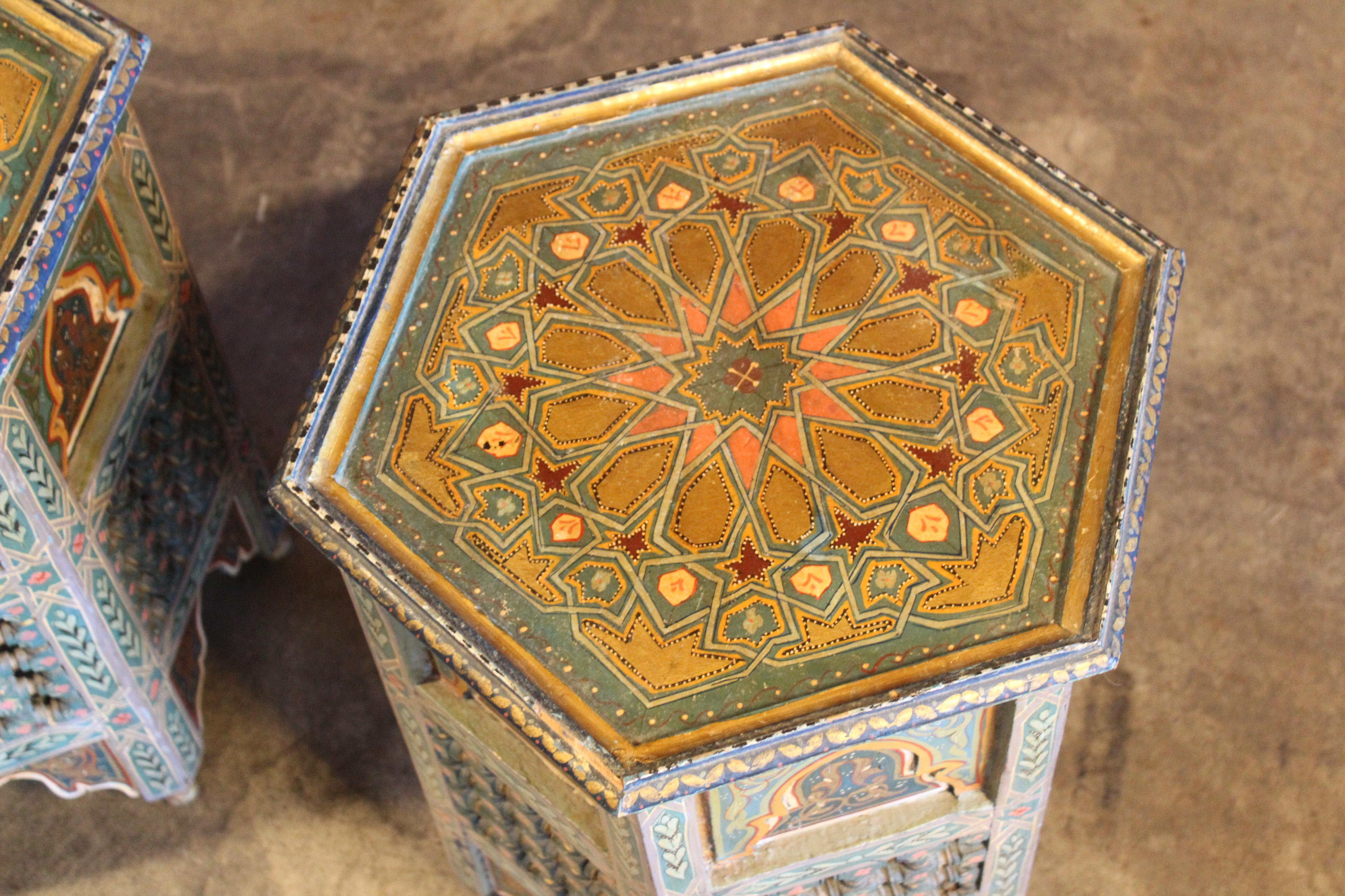 Pair of Vintage Hand-Painted Moroccan Side Tables 2