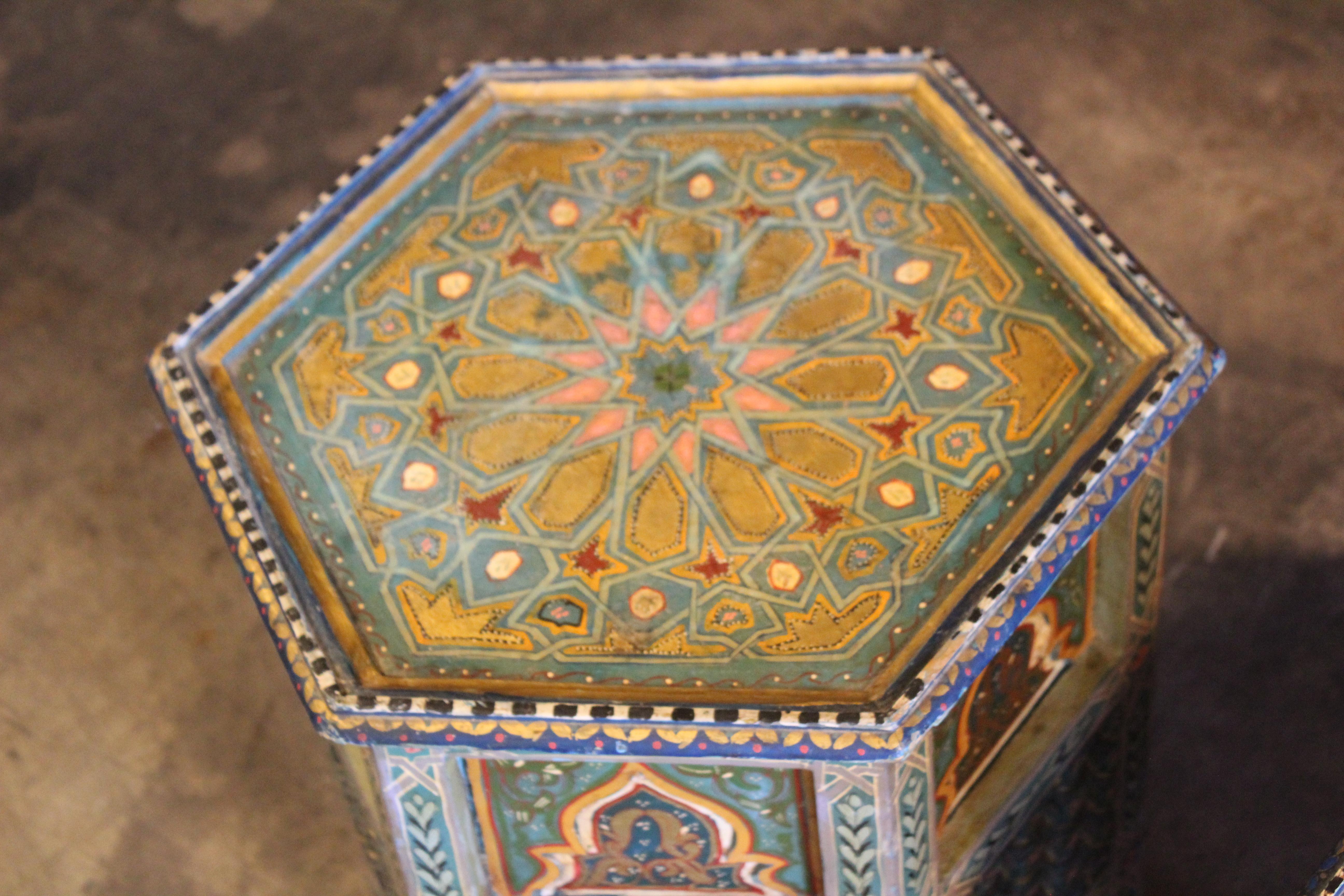 Pair of Vintage Hand-Painted Moroccan Side Tables 3
