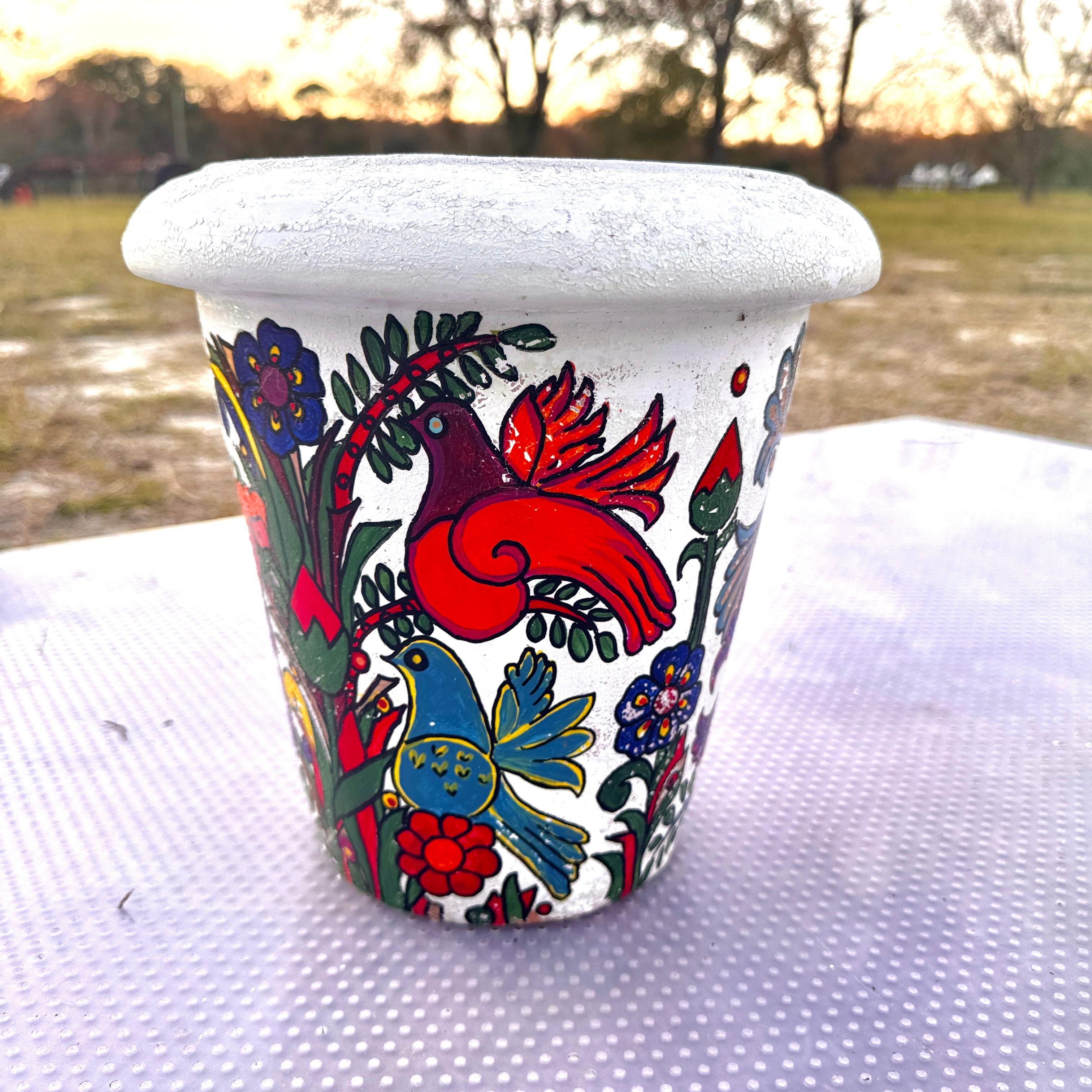 Paire de jardinières vintage peintes à la main dans le style de VIlleroy et Boch Acapulco en vente 2