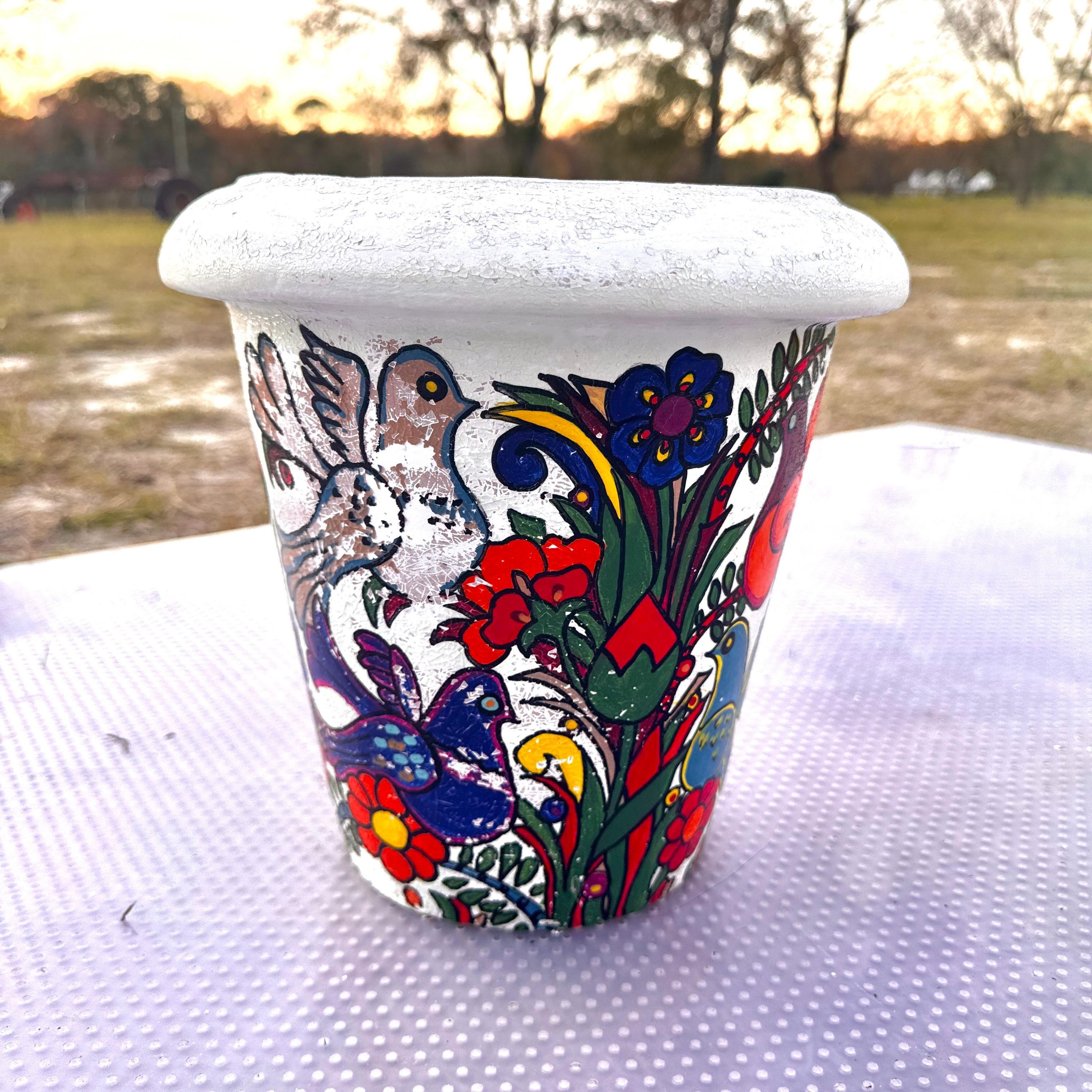 Paire de jardinières vintage peintes à la main dans le style de VIlleroy et Boch Acapulco en vente 3