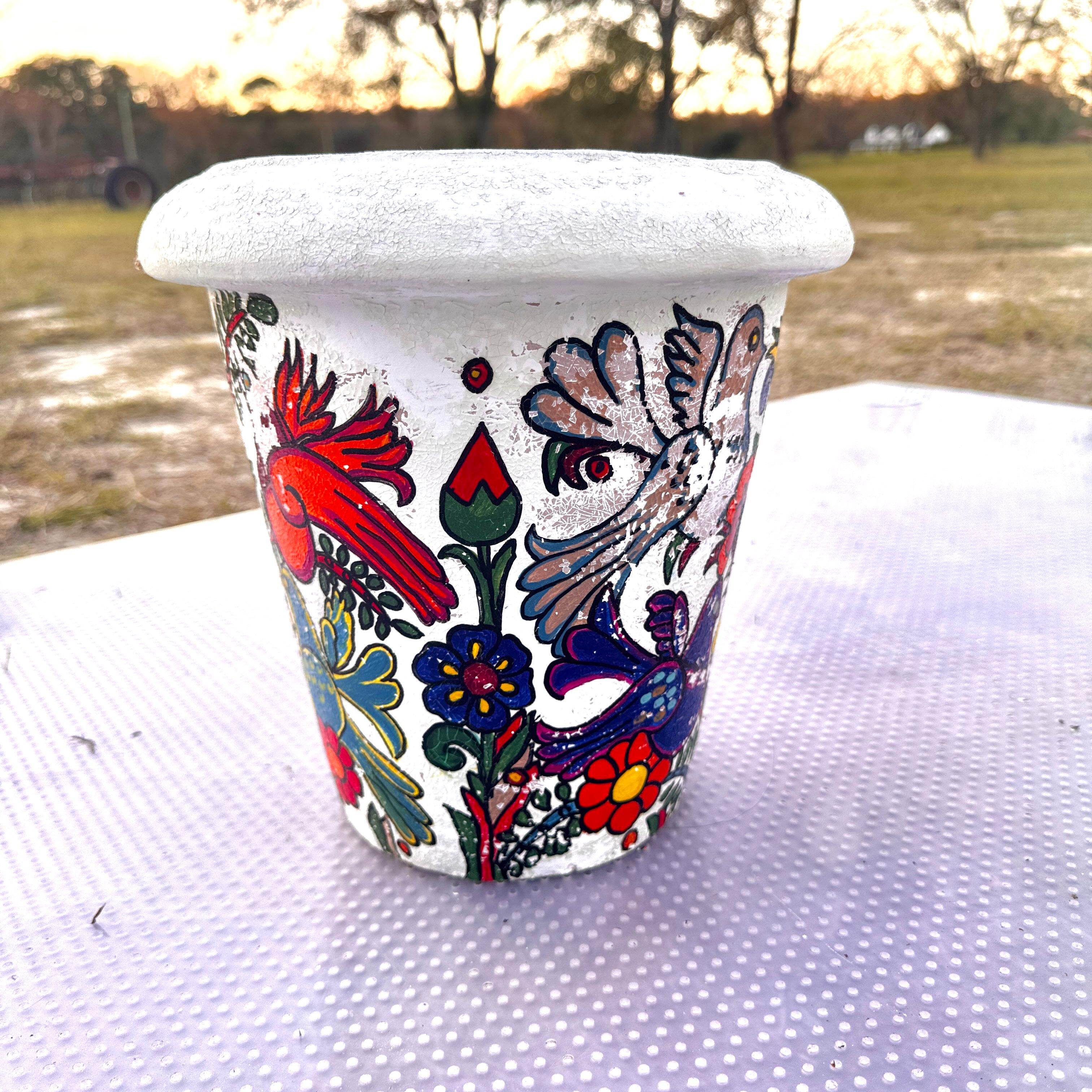 Paire de jardinières vintage peintes à la main dans le style de VIlleroy et Boch Acapulco en vente 4