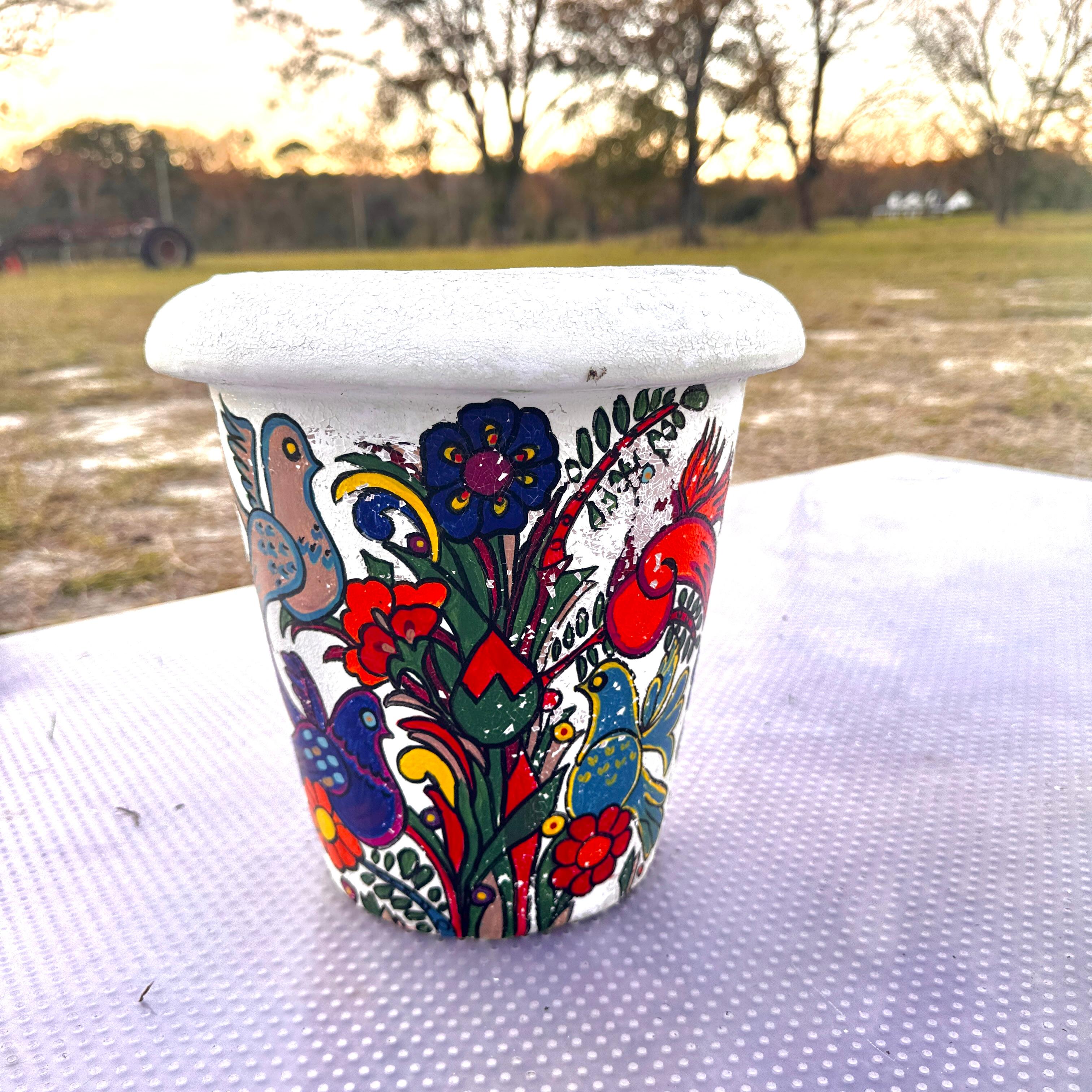 Paire de jardinières vintage peintes à la main dans le style de VIlleroy et Boch Acapulco en vente 5