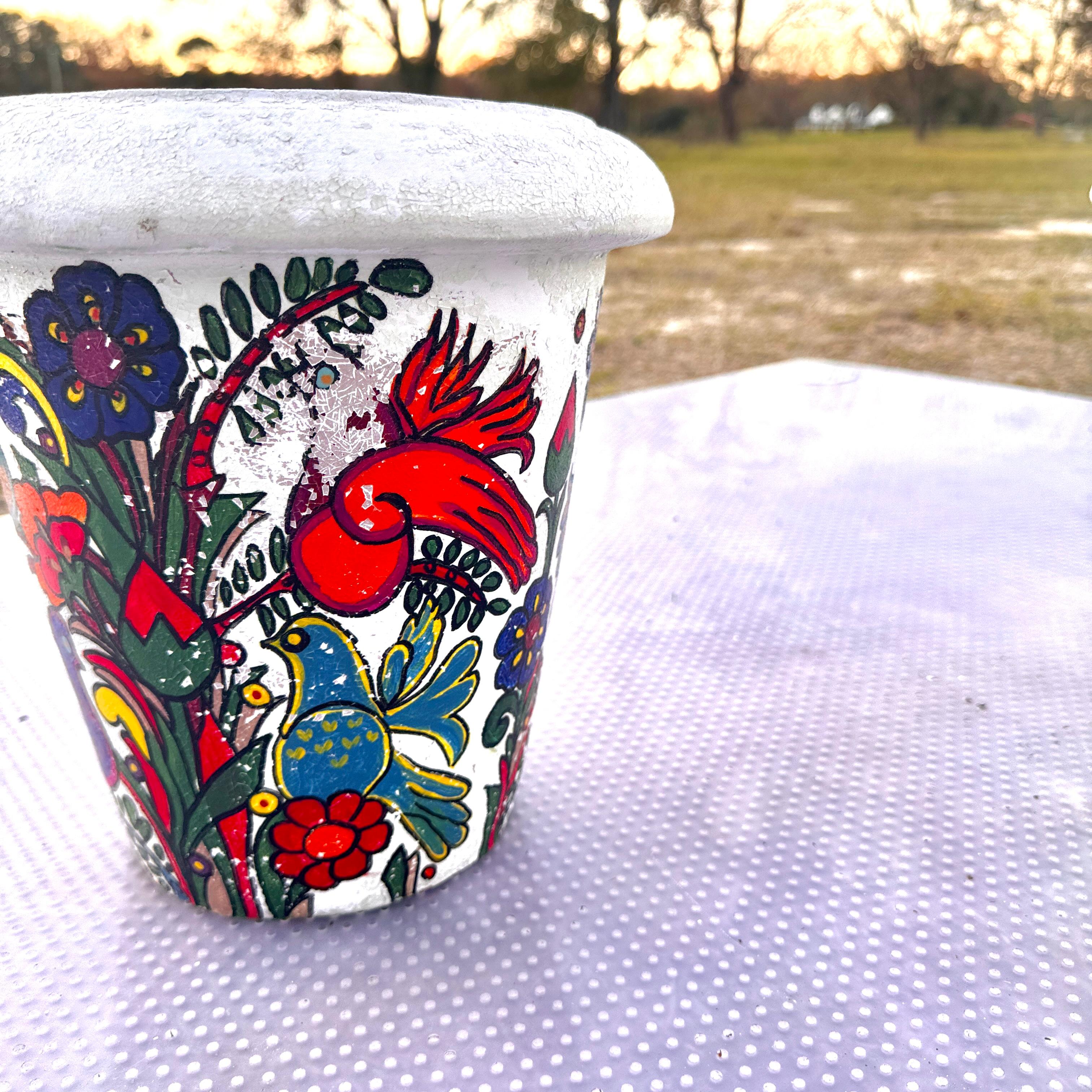 Paire de jardinières vintage peintes à la main dans le style de VIlleroy et Boch Acapulco en vente 7