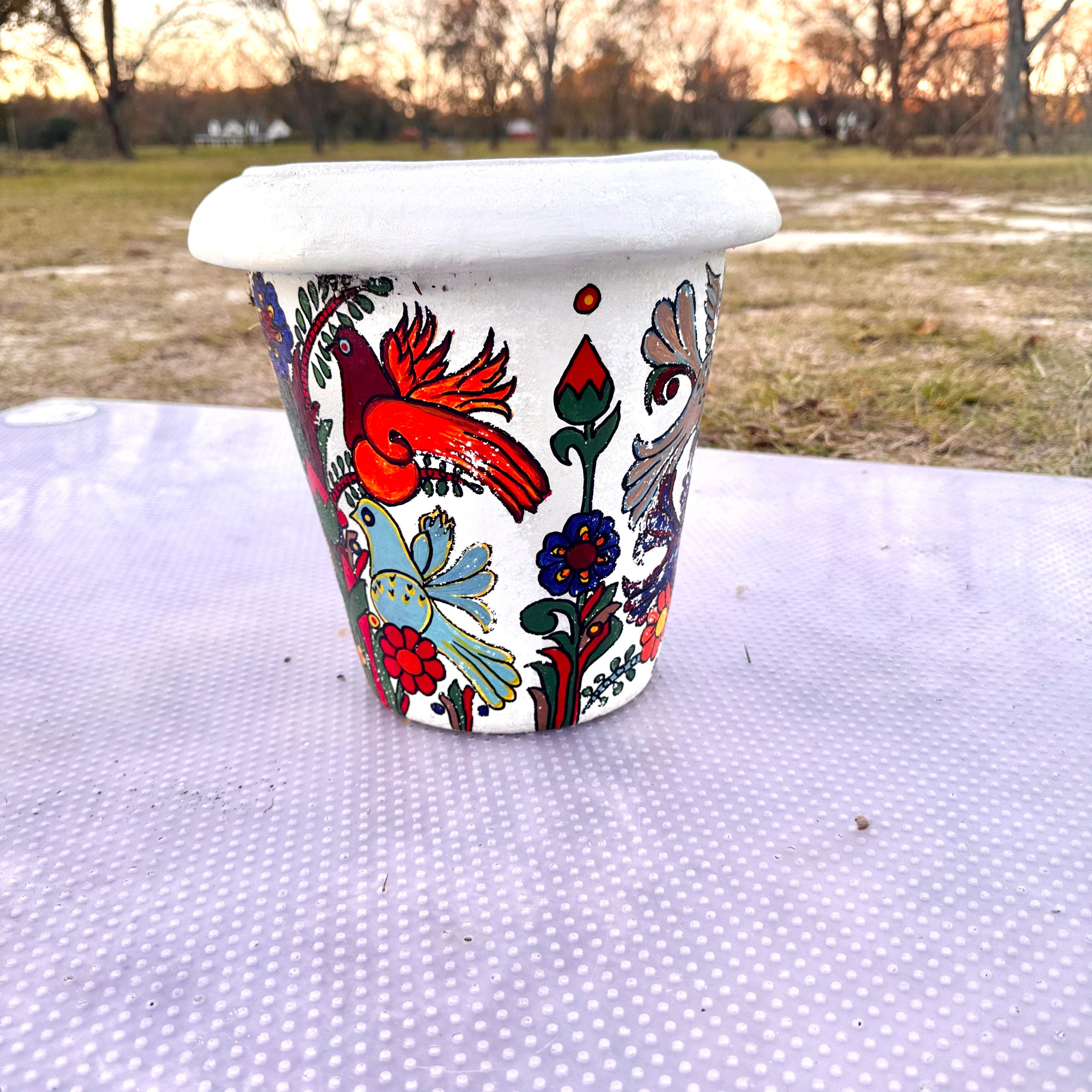Artisanat Paire de jardinières vintage peintes à la main dans le style de VIlleroy et Boch Acapulco en vente