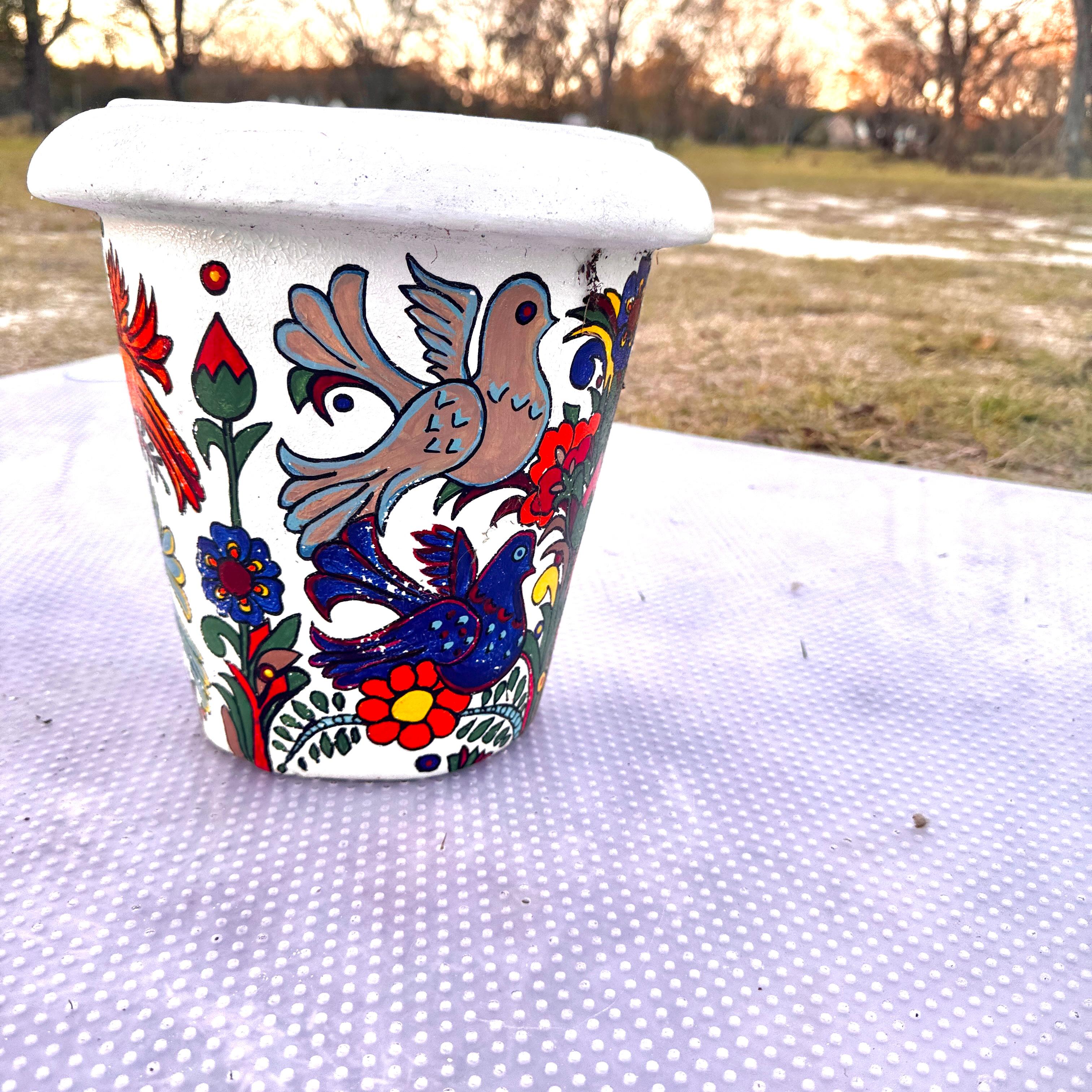 Cuit Paire de jardinières vintage peintes à la main dans le style de VIlleroy et Boch Acapulco en vente
