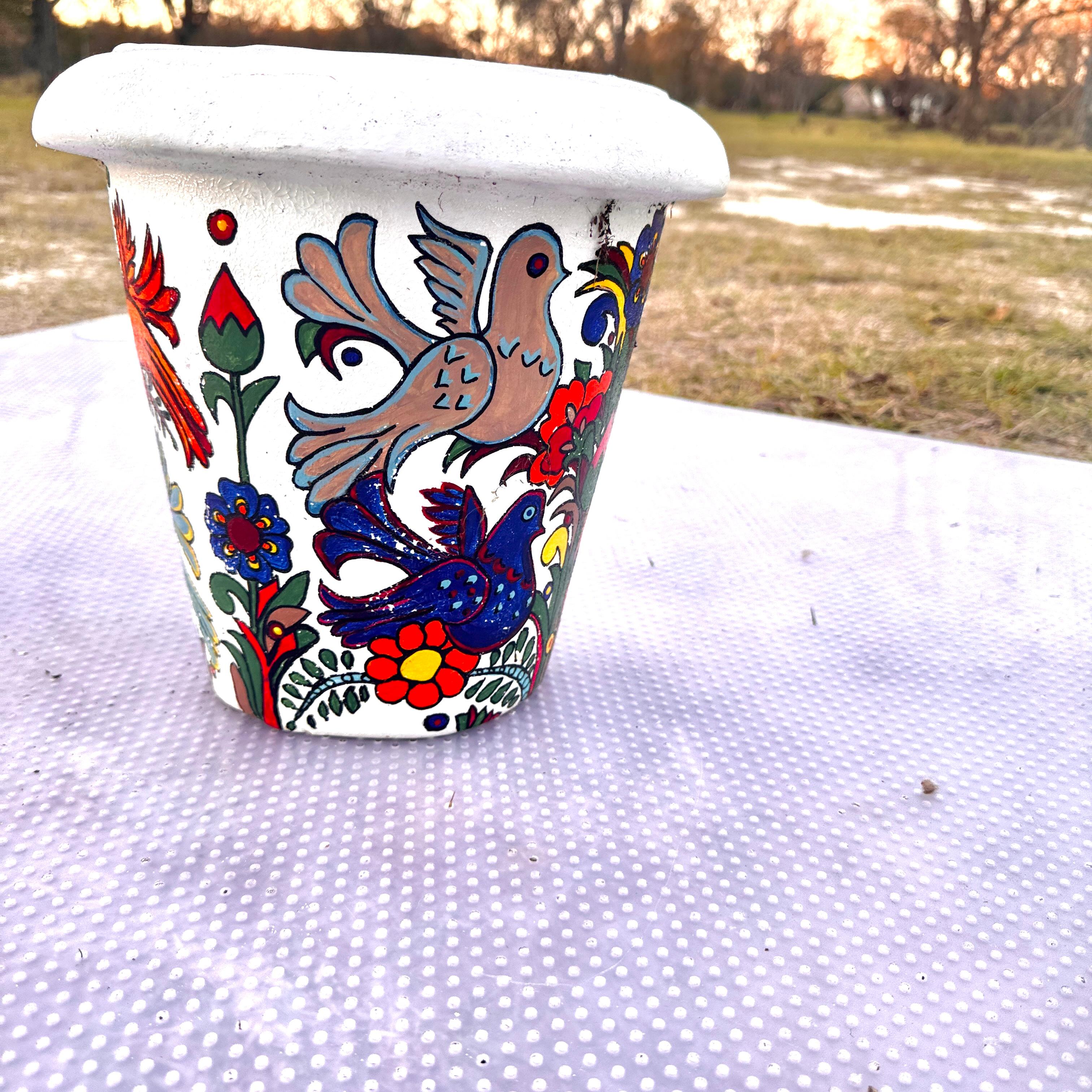 Paire de jardinières vintage peintes à la main dans le style de VIlleroy et Boch Acapulco Bon état - En vente à Cordova, SC