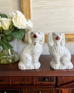 Pair of Vintage Hand Painted Staffordshire-Style Dog Spaniels