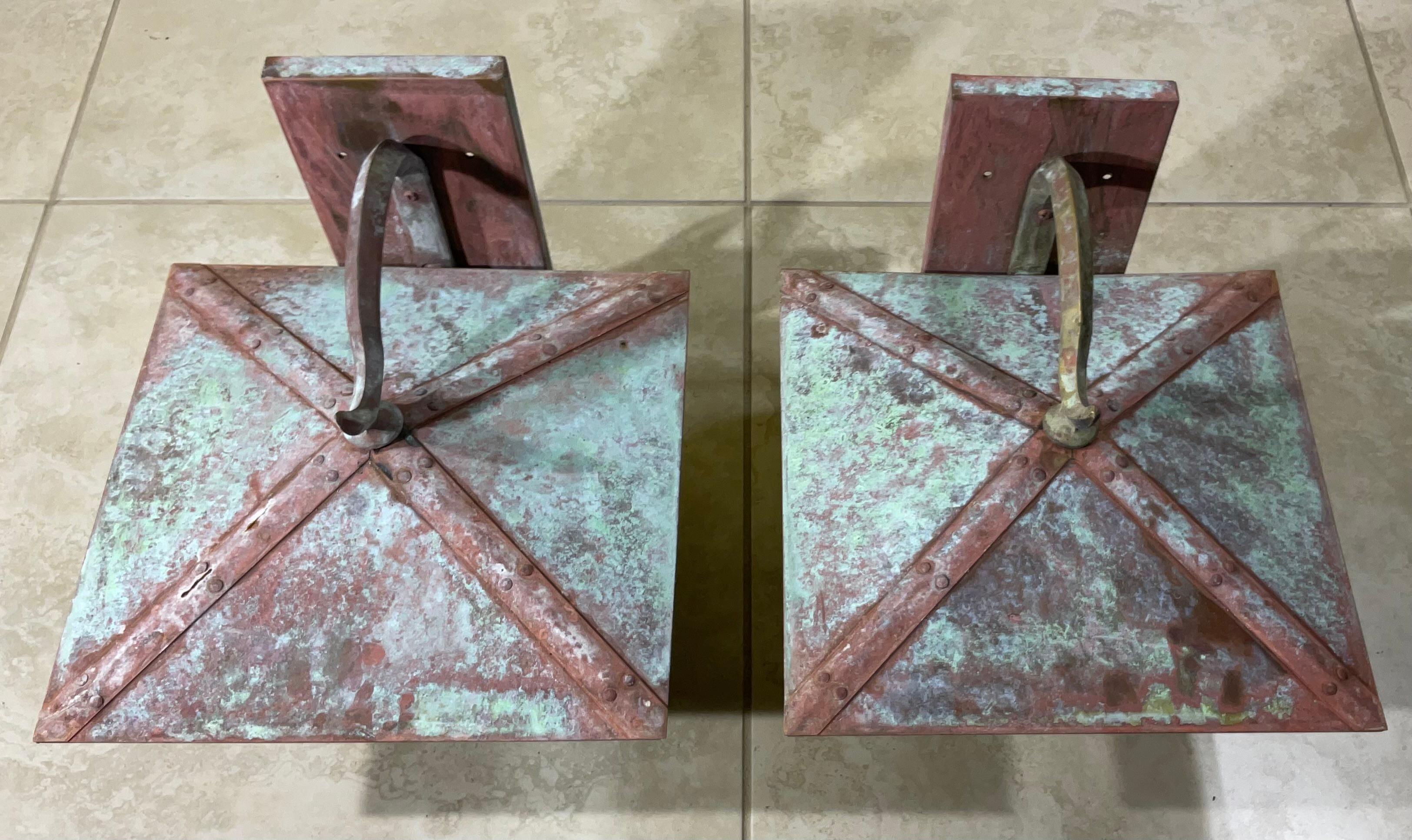 20th Century Pair of Vintage Handcrafted Wall-Mounted Pagoda  Brass Lantern