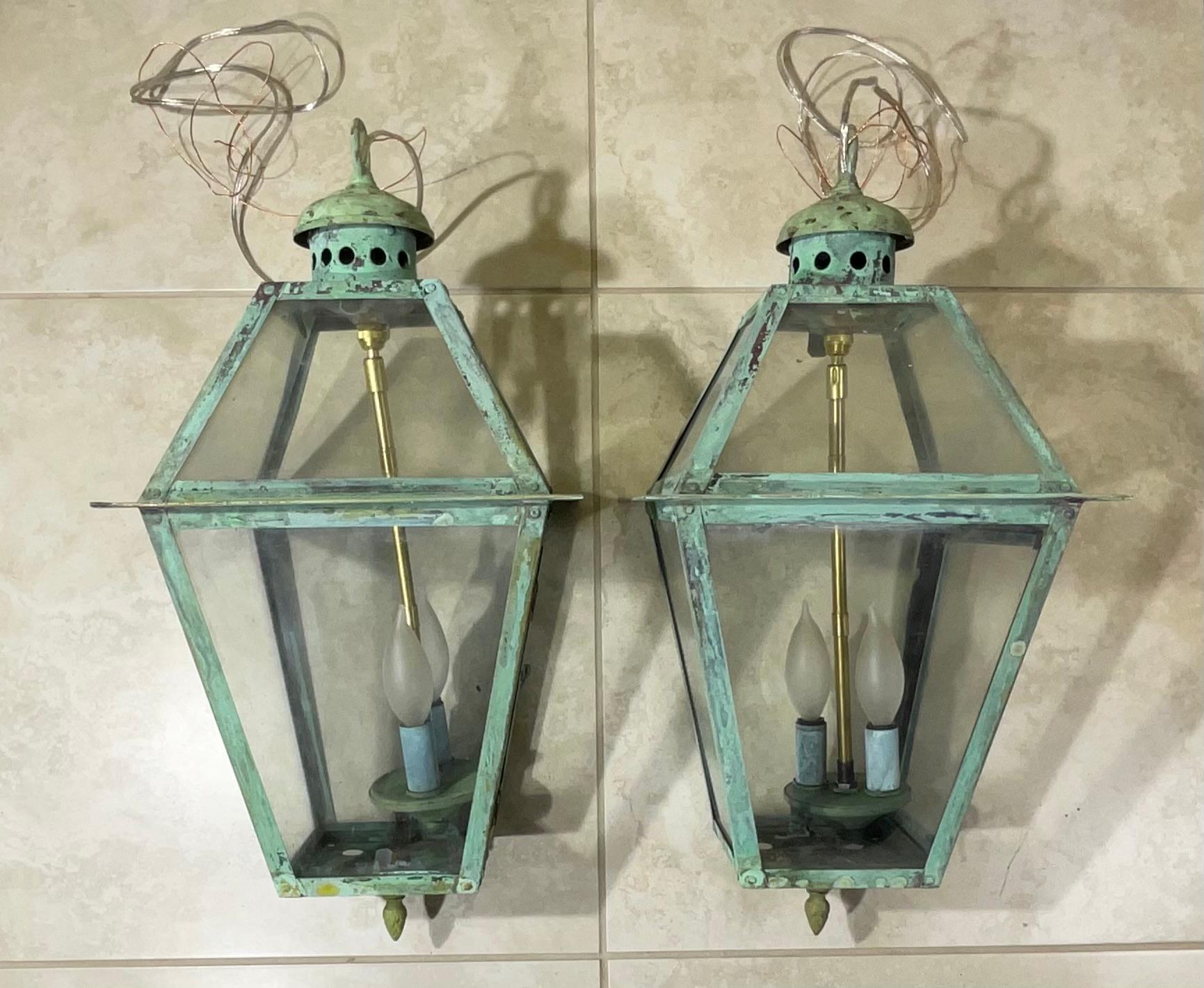 Copper Pair Of Vintage Hanging copper Lantern