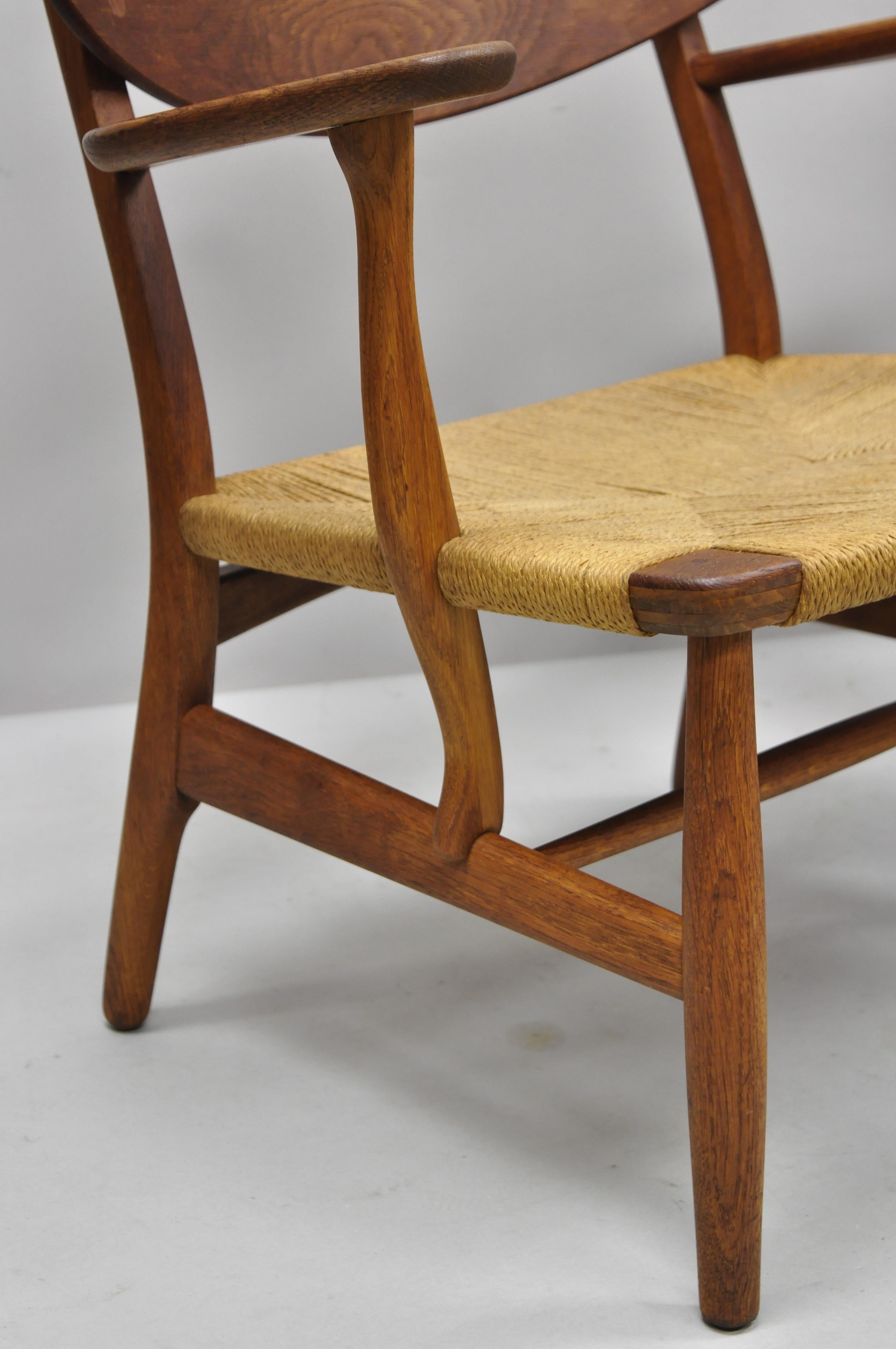 Danish Pair of Vintage Hans Wegner CH22 Carl Hansen & Son Oak Lounge Chairs