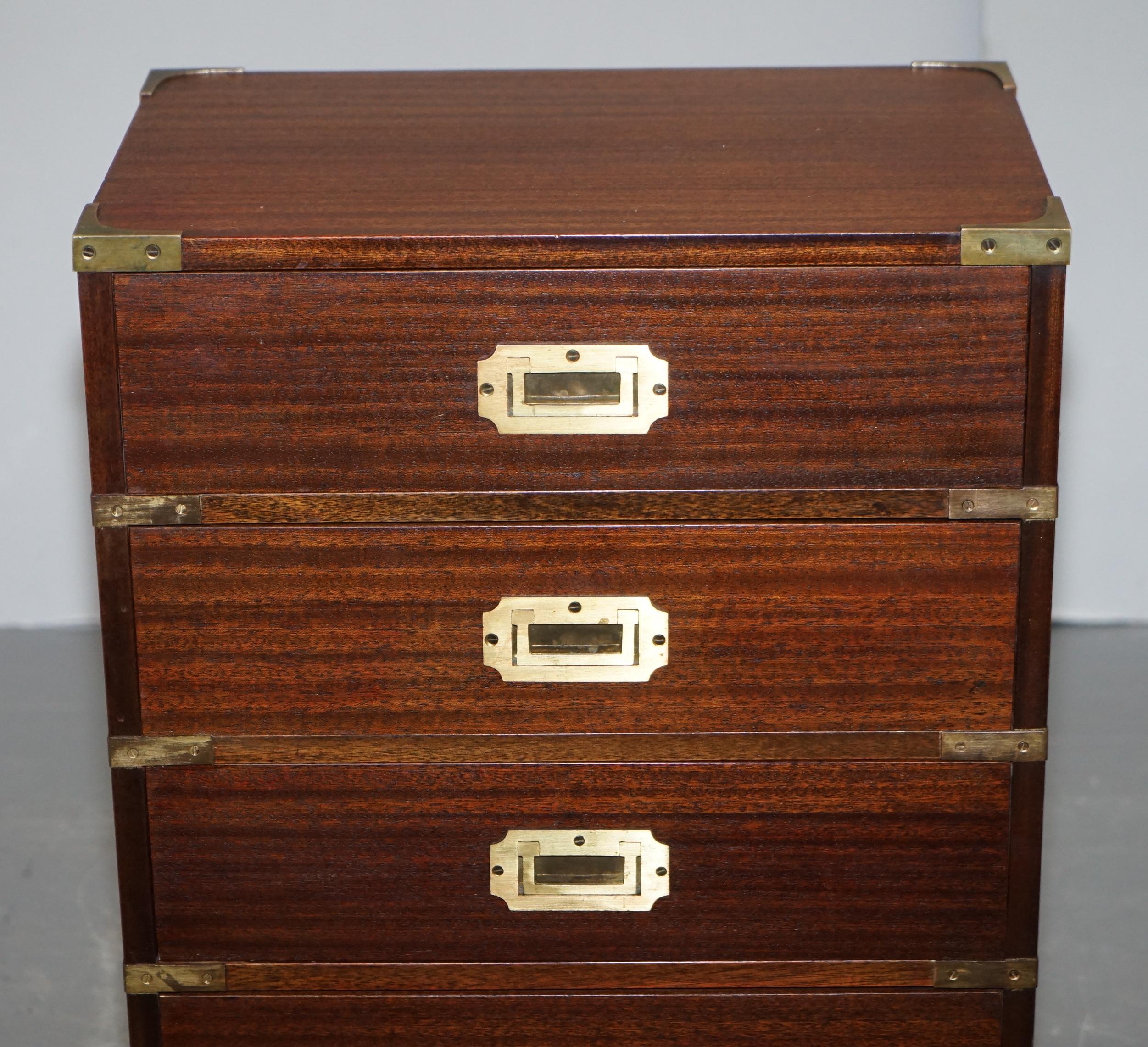 Pair of Vintage Harrods Kennedy Military Campaign Side Table Chests of Drawers 11