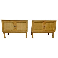 Pair of Vintage Henning Kjaernulf attrib. Danish Brutalist Oak Cabinets