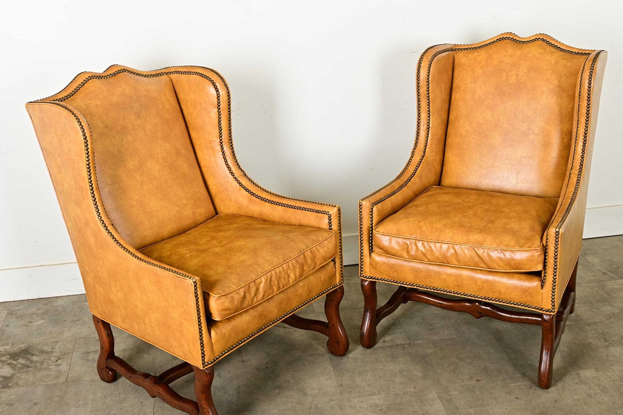 Pair of Vintage Henredon Wingback Bergeres For Sale 3