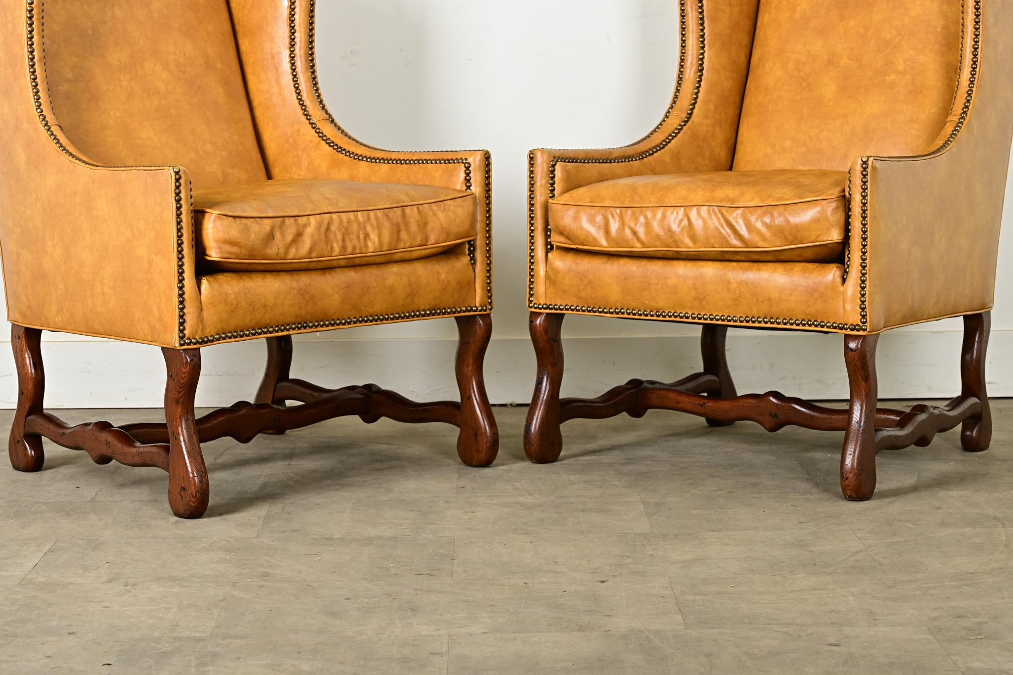 Pair of Vintage Henredon Wingback Bergeres For Sale 1