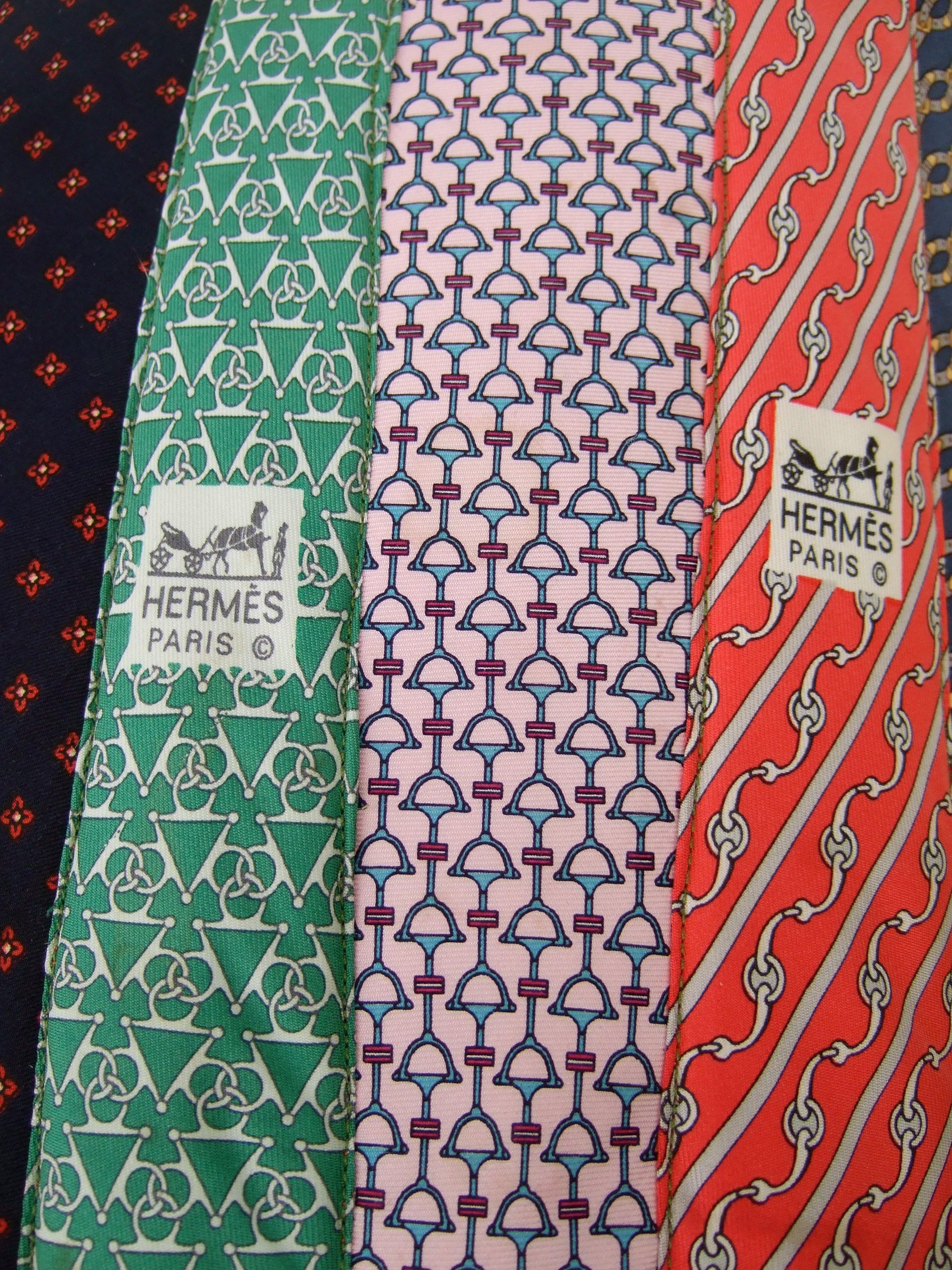 Pair of Vintage Hermes & Gucci Silk Necktie Up-cycled Handmade Pillows c 1980s  For Sale 2