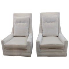 Pair of Vintage High Back Lounge Chairs
