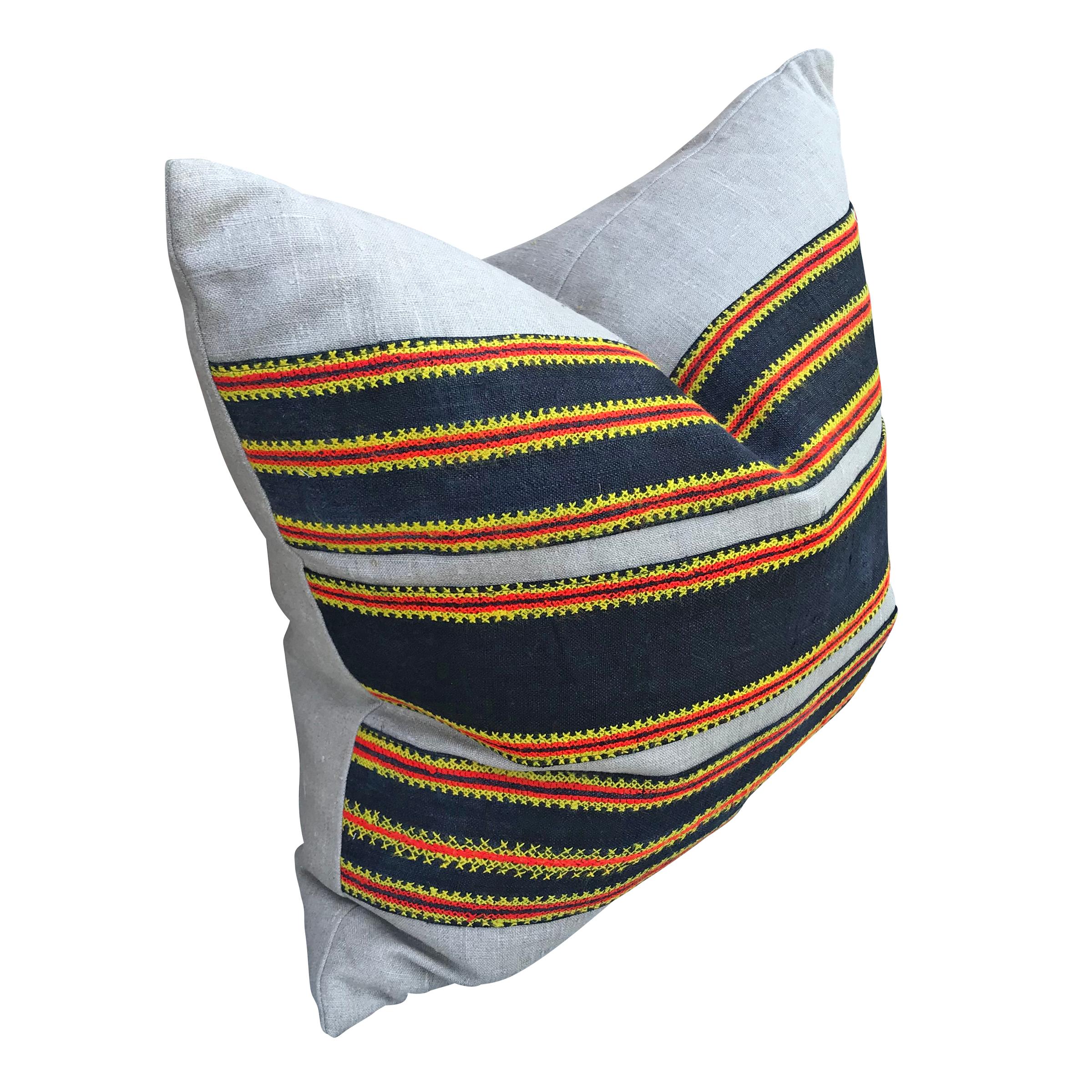 Country Pair of Vintage Hmong Embroidery Pillows