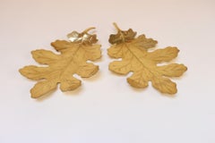 Pair of Vintage Hollywood Regency-Style Brass Leaf Catchalls / Decorative Dishes