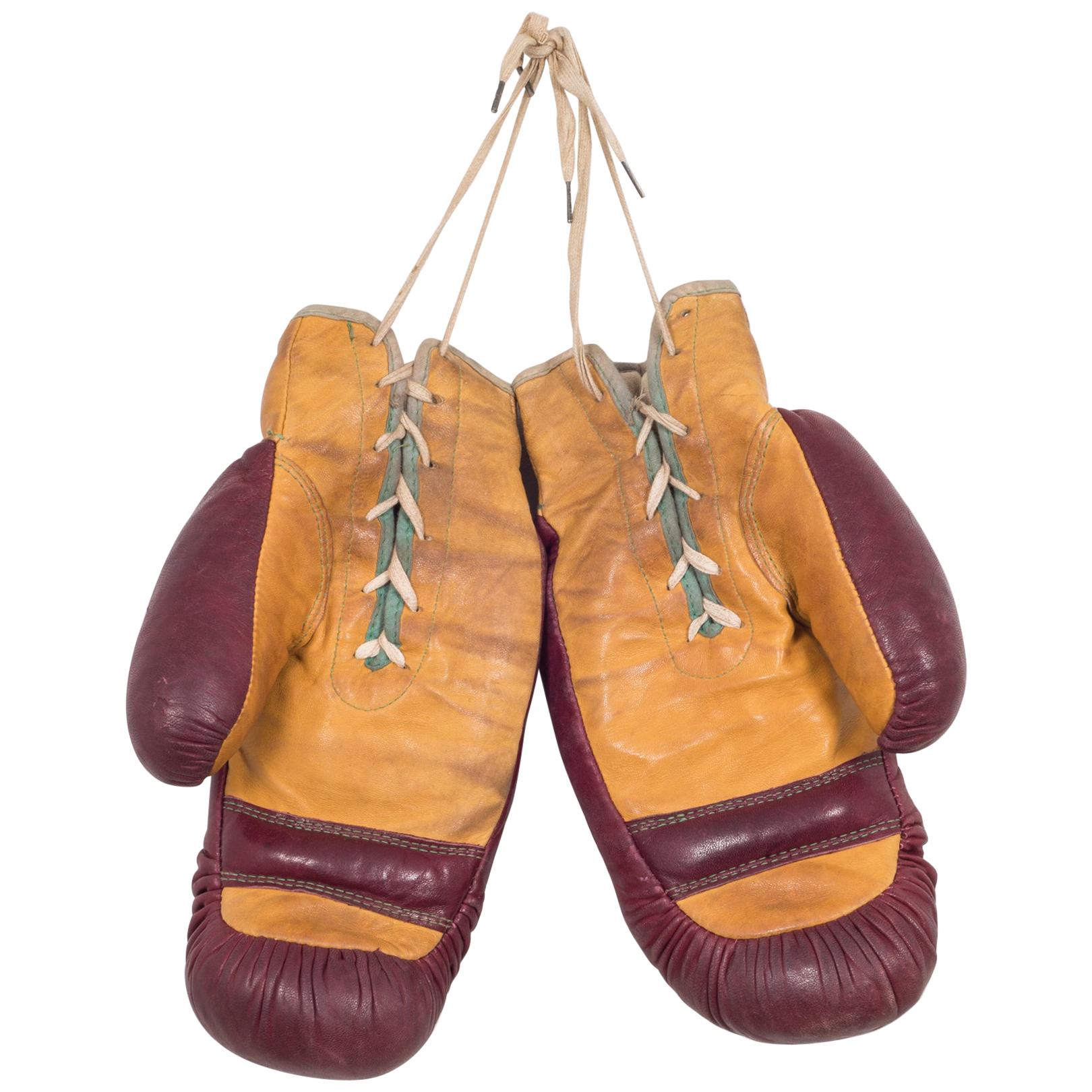 Pair of Vintage Horse Hair and Leather Boxing Gloves, circa 1930-1940