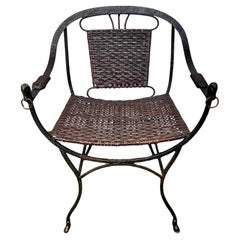 Pair of Vintage Horse Head Iron and Leather Strap Chairs, MCM (Two Pairs Avail