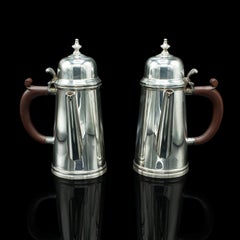 Pair of Vintage Hot Chocolate Jugs, English, Silver Plate, Coffee Serving Pot