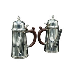 Paar Hot Chocolate Jugs im Vintage-Stil, englisch, versilbert, Kaffeeserviertopf