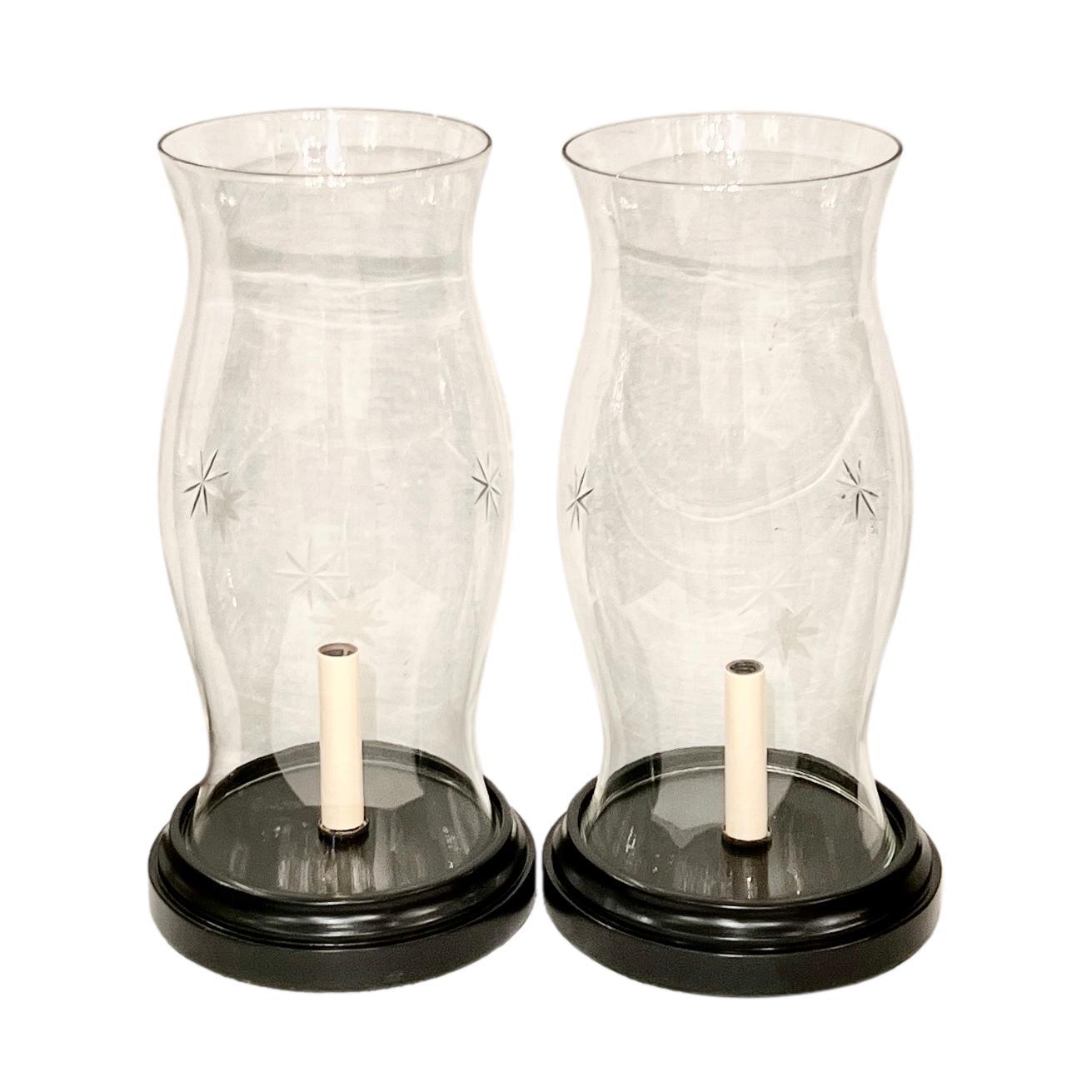 English Pair of Vintage Hurricane Lamps For Sale