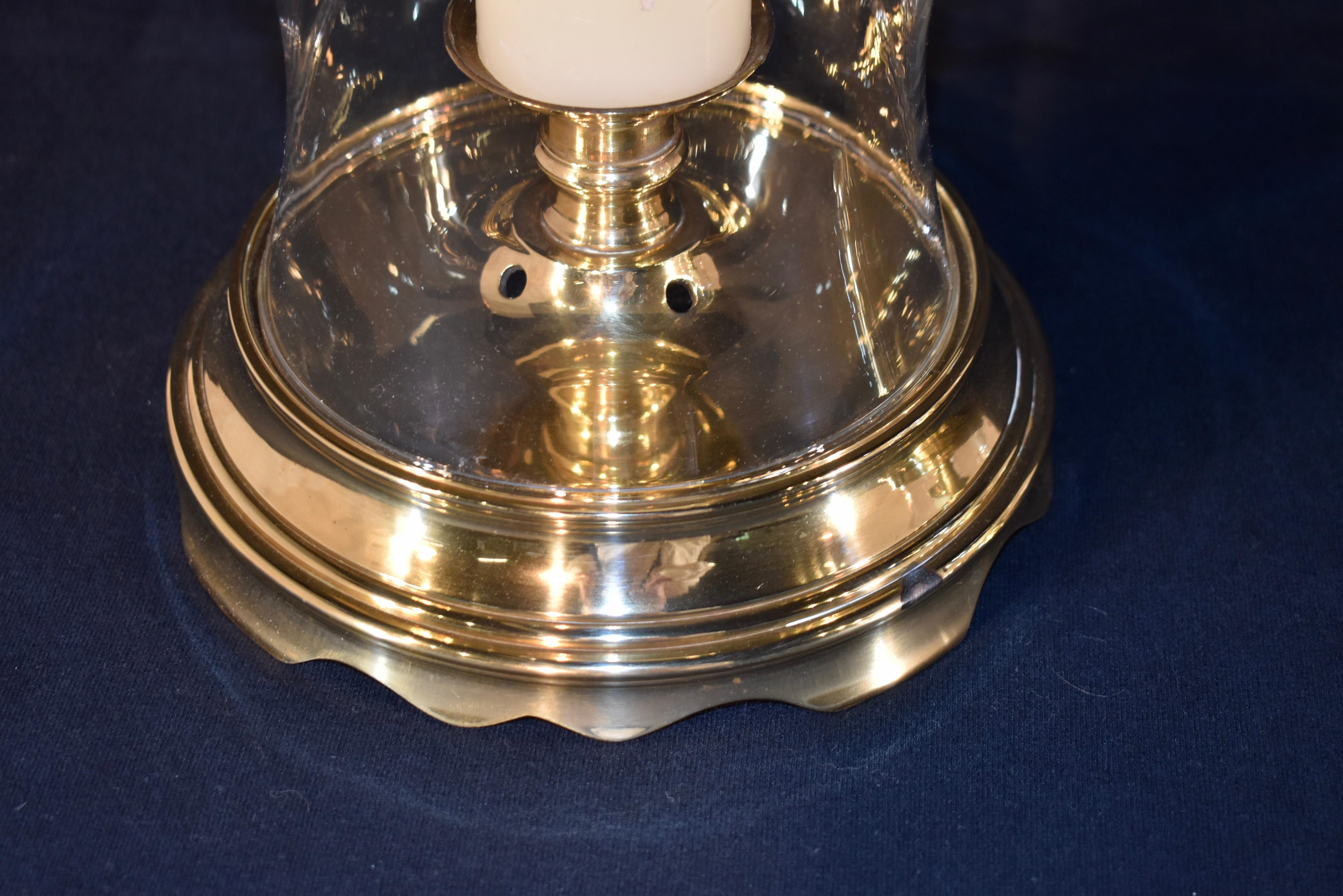 Pair of Vintage Glass Hurricane Lamps 1