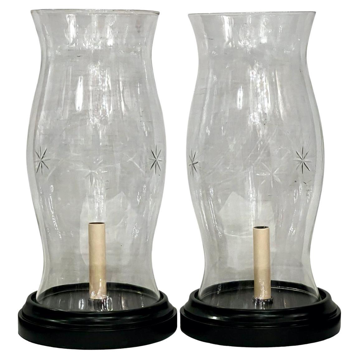 Pair of Vintage Hurricane Lamps For Sale