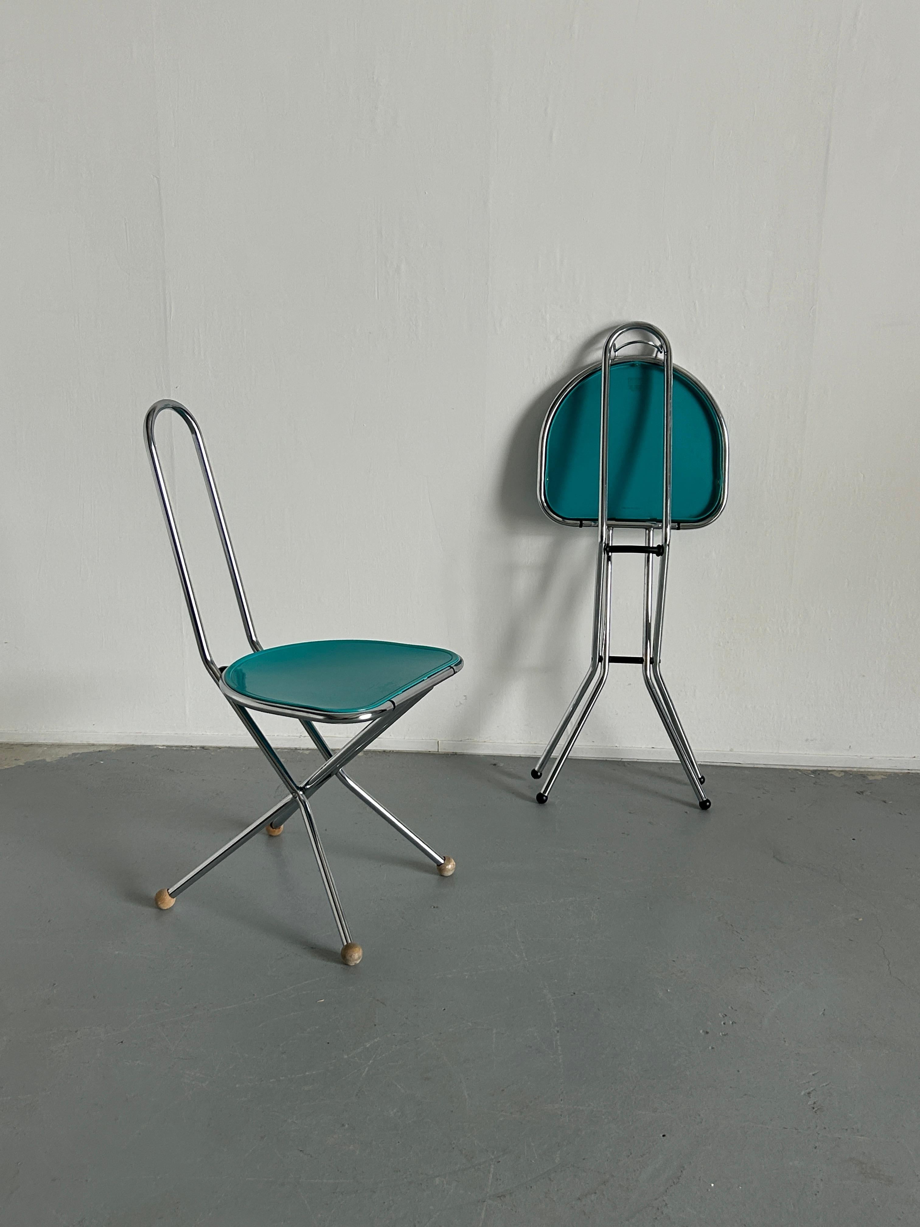 Italian Pair of Vintage Ikea 'Isak' Postmodern Folding Chairs by Niels Gammelgaard, 1989